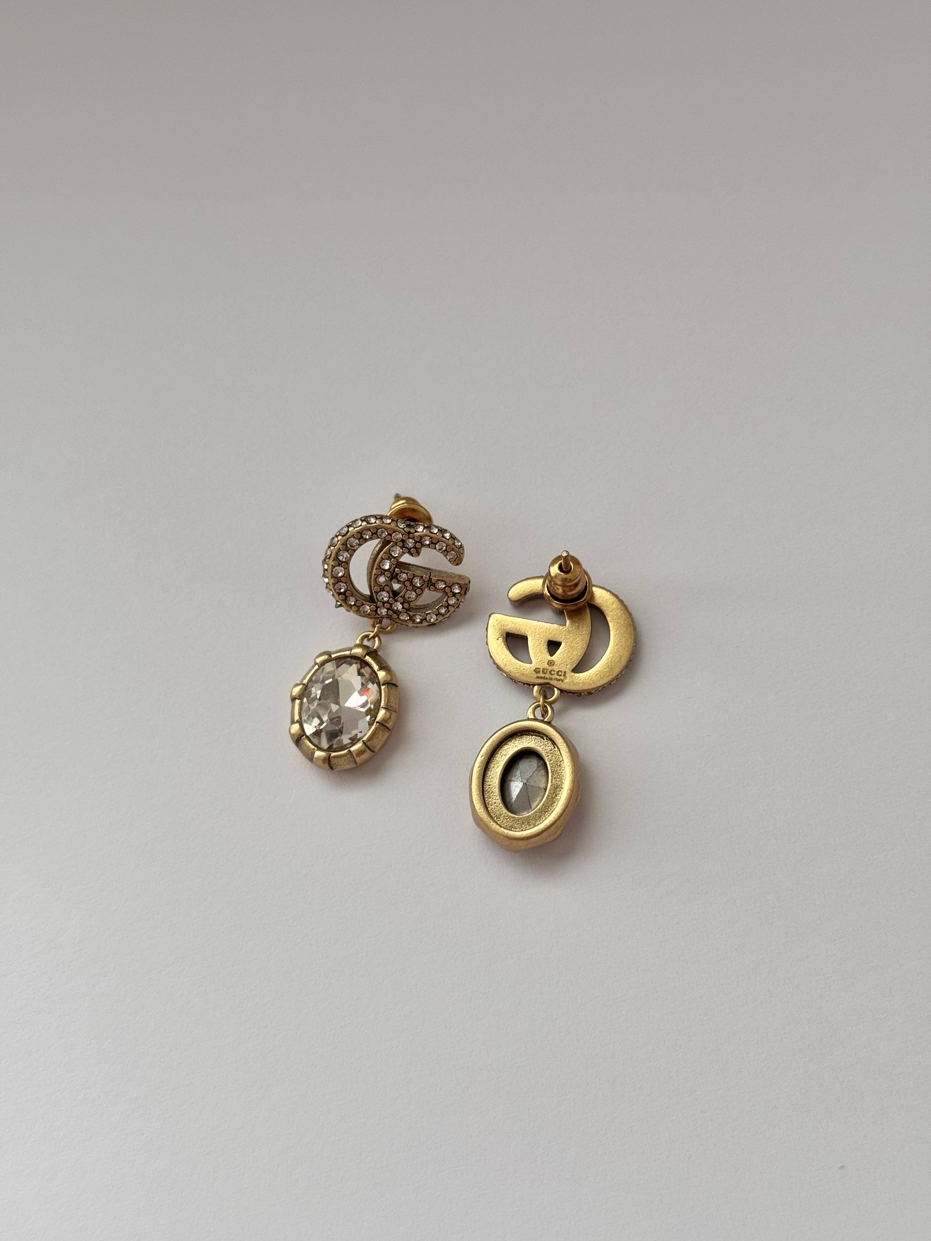 Gcci. Vintage Double G Kristal Küpe