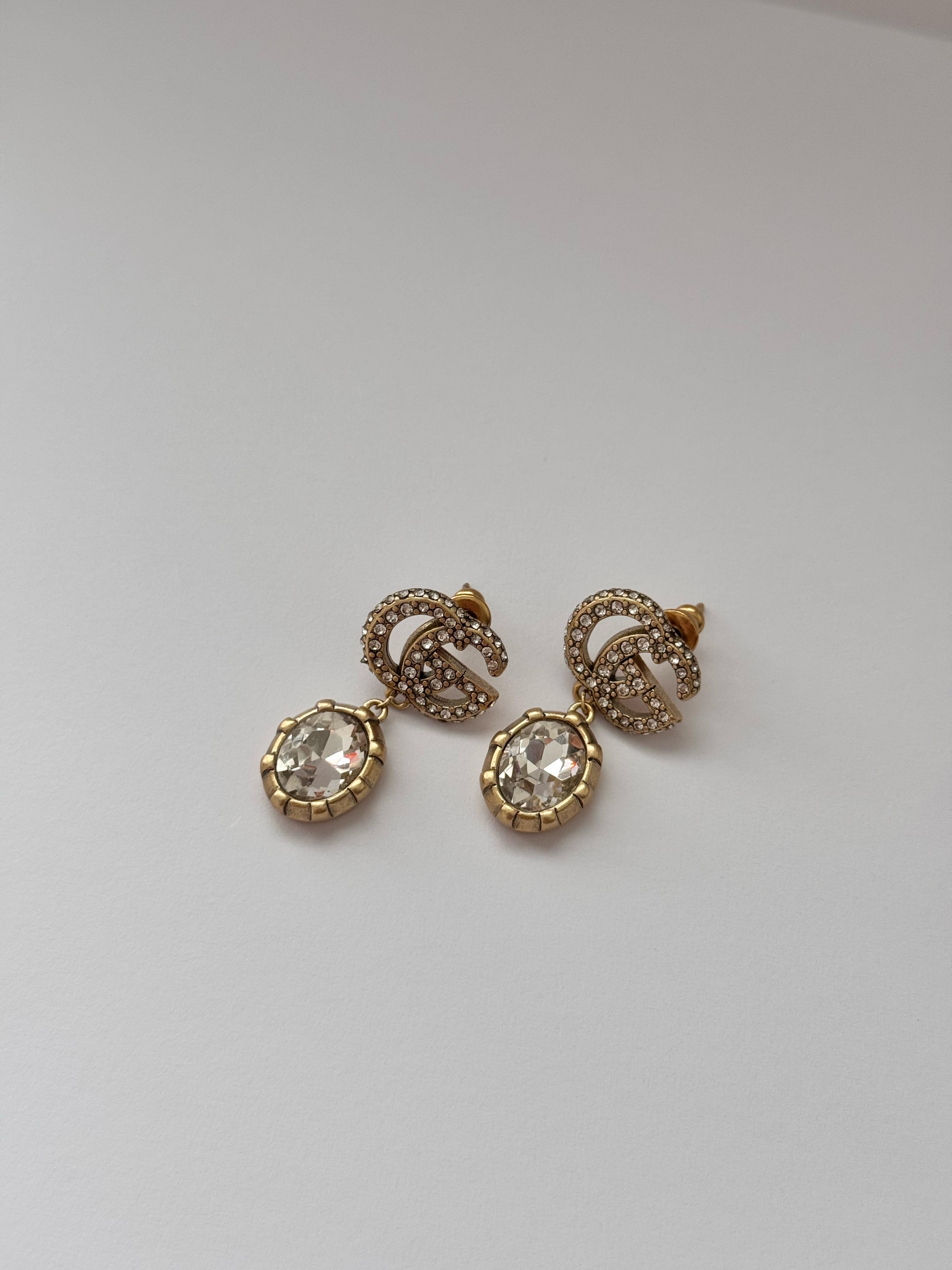 Gcci. Vintage Double G Kristal Küpe