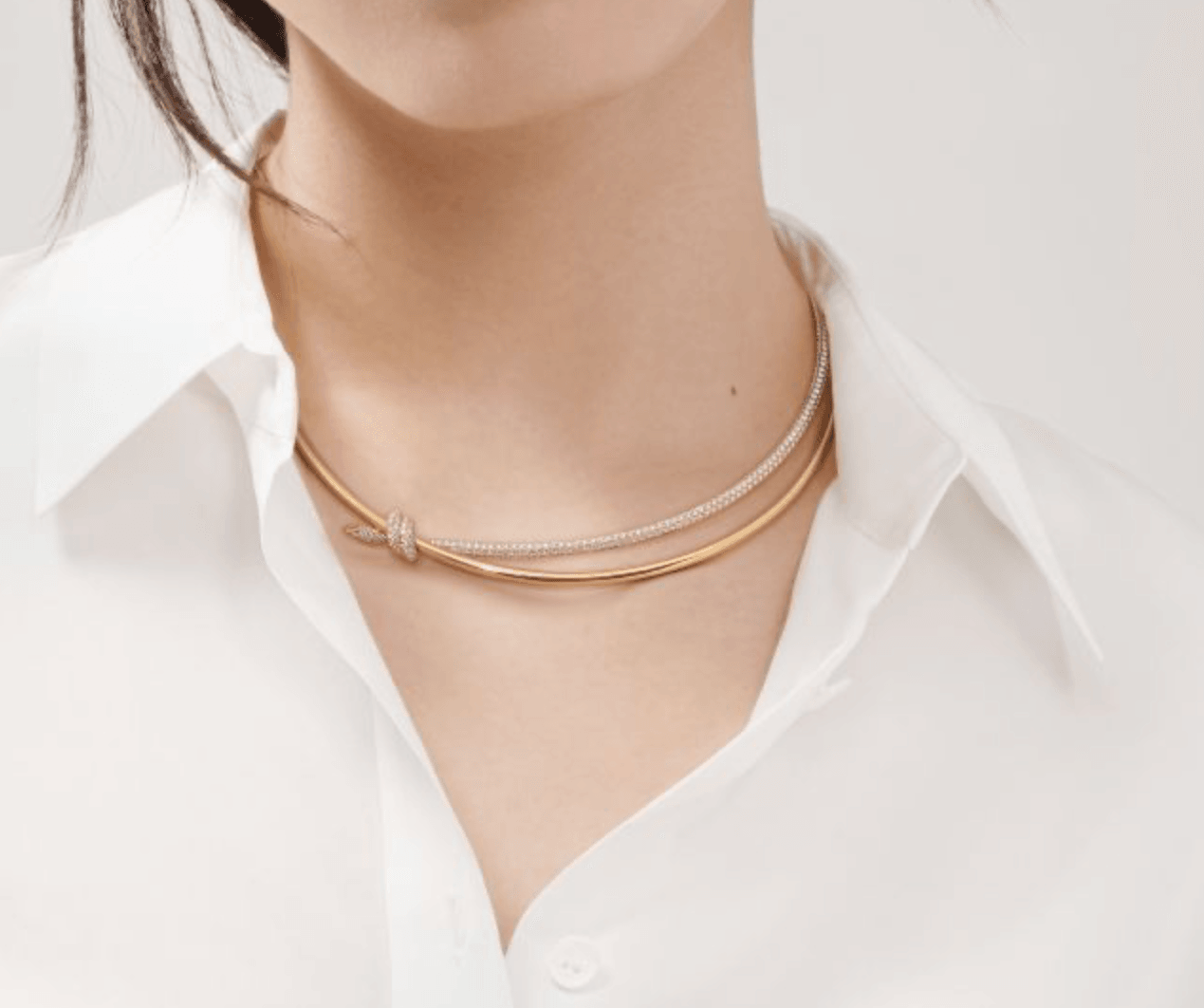 TiffCo. Gold Taşlı Tamtur Knot Kolye