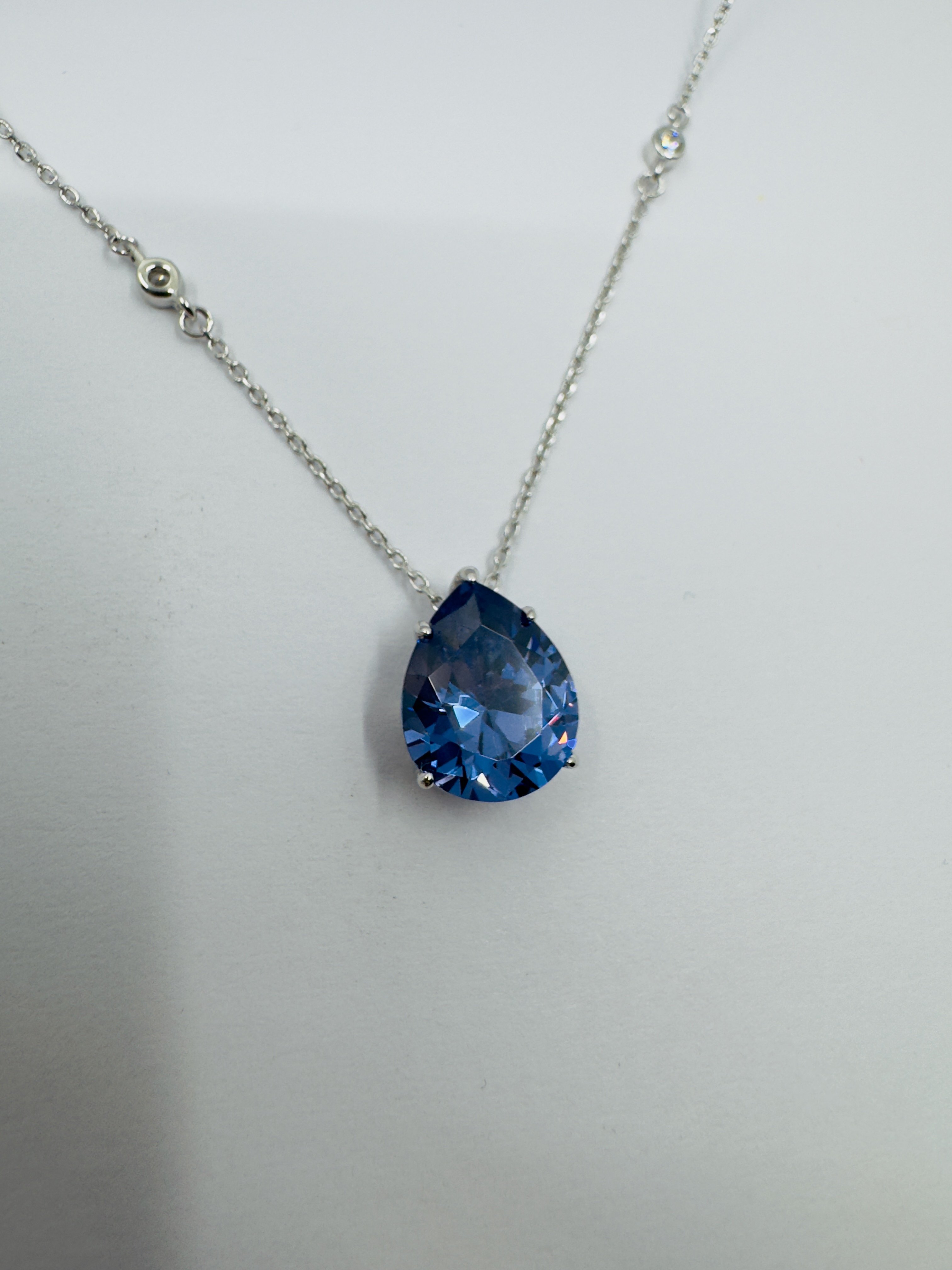 Sapphire Drop Gümüş Kolye