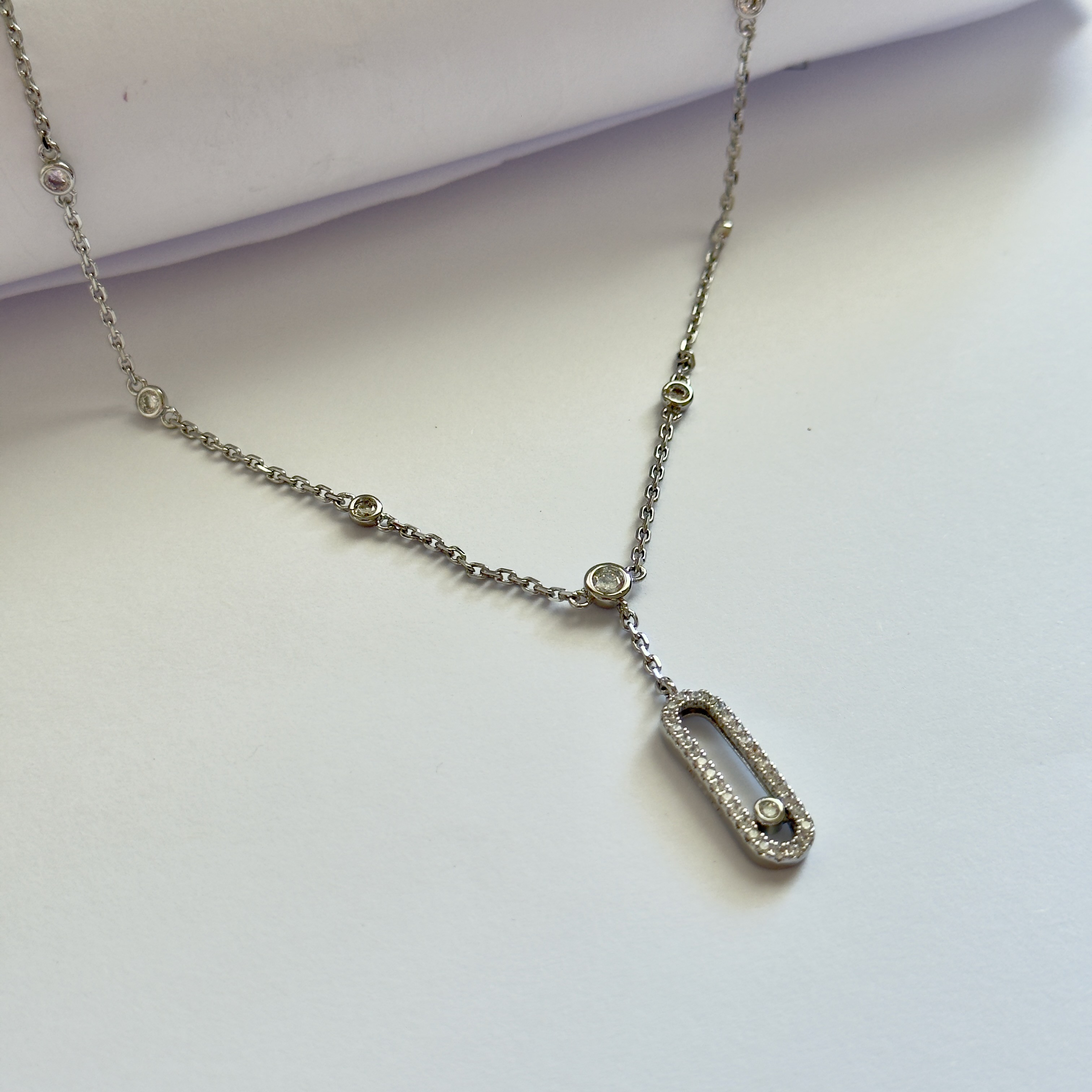 Mess. Silver Taşlı Ataç Kolye
