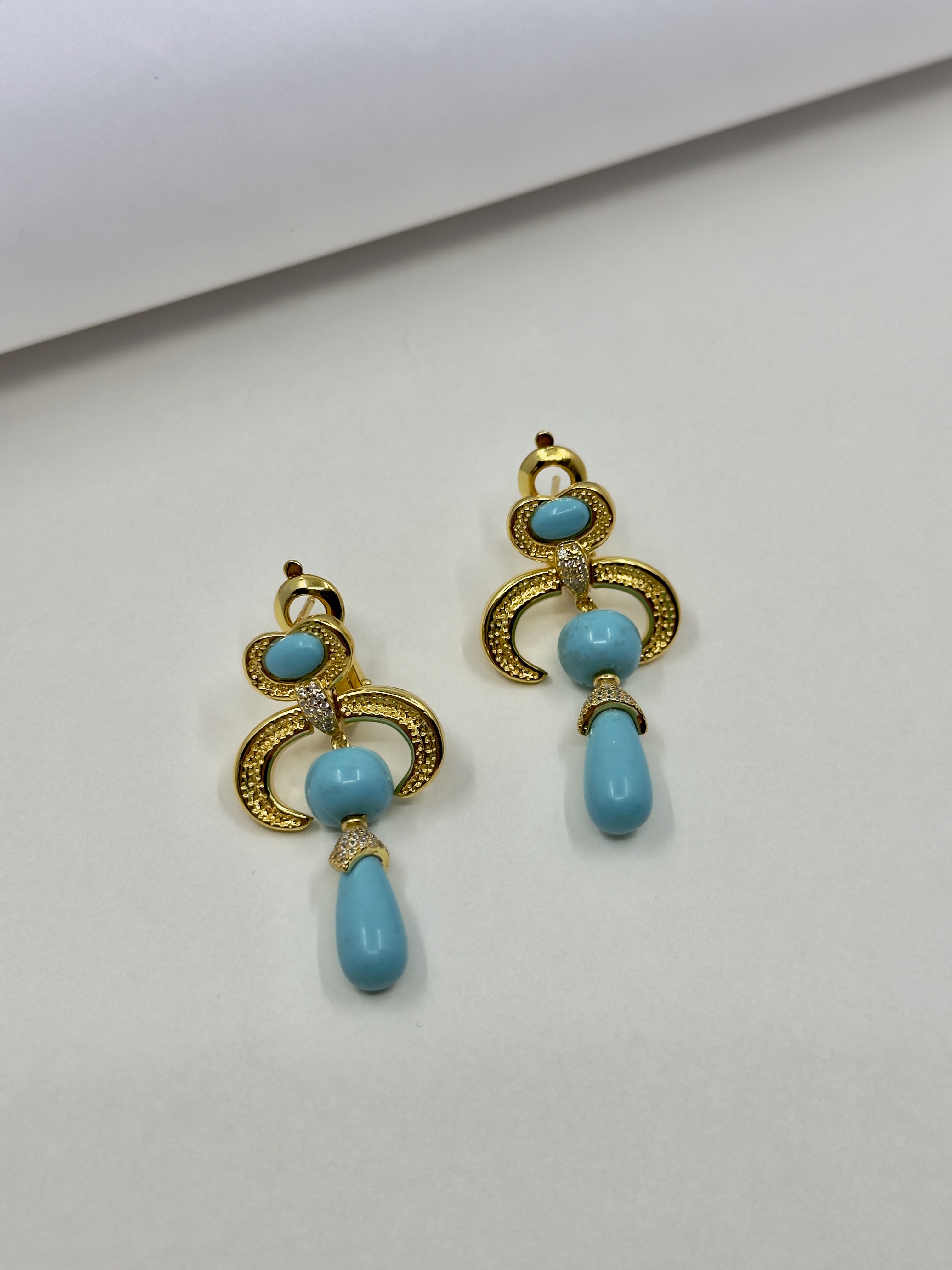 Double Crescent Turquoise Küpe