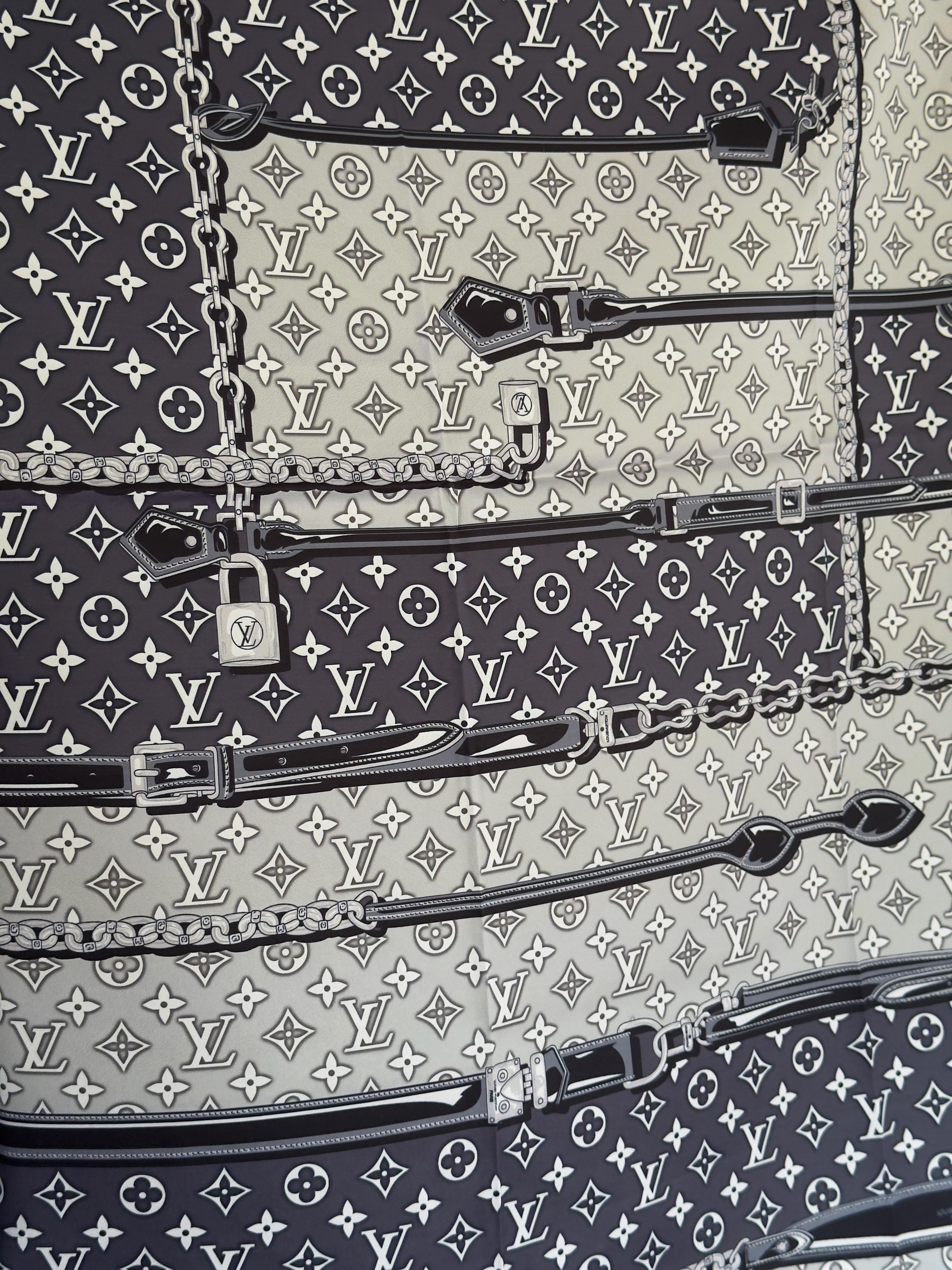 Monogram Belt & Chain Noir İpek Şal