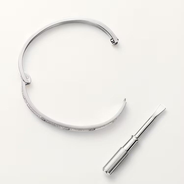 İnce Silver Pave Dizim Vidalı Bileklik