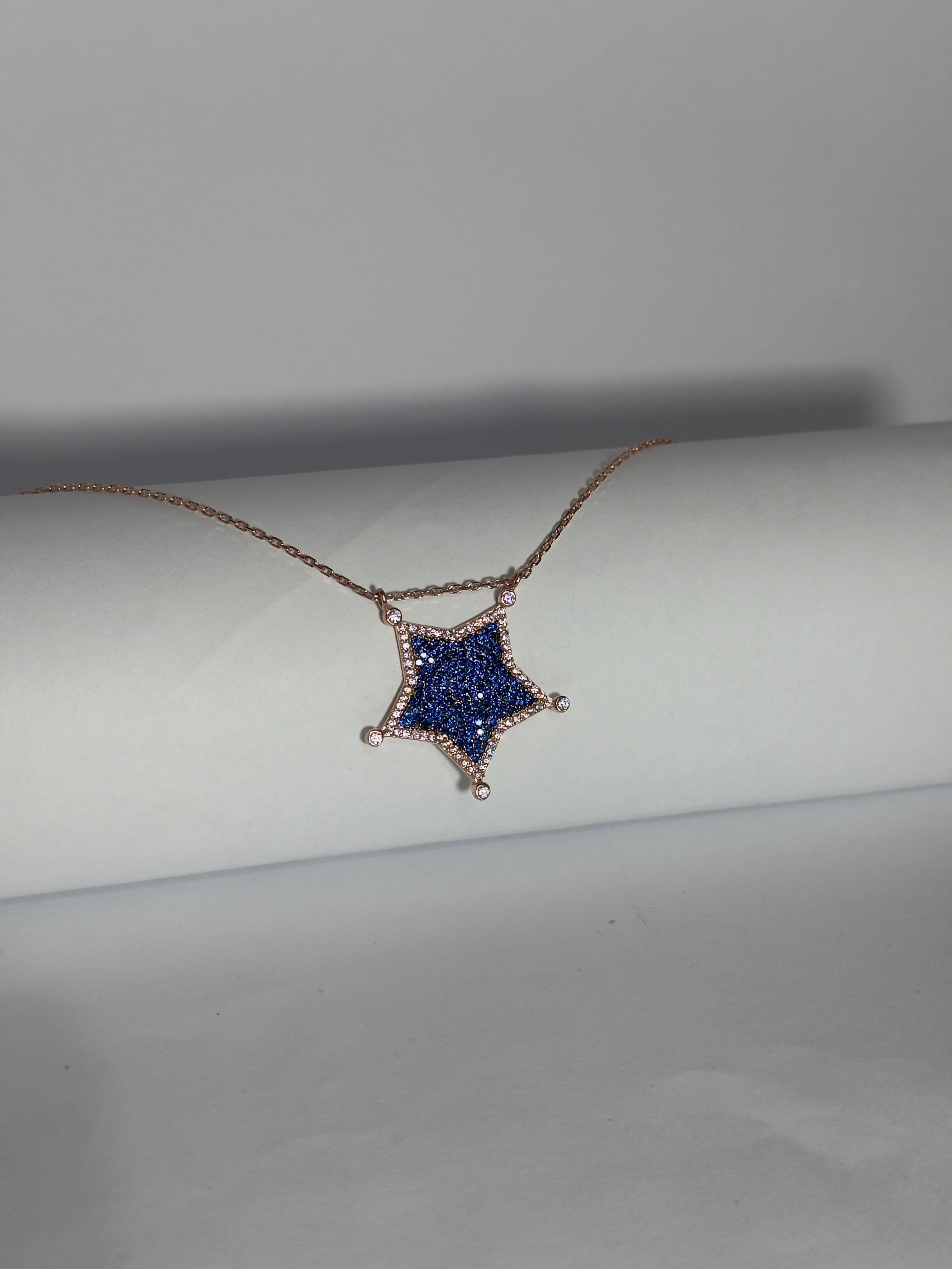 Nebula. Blue Galaxy Crescent Kolye