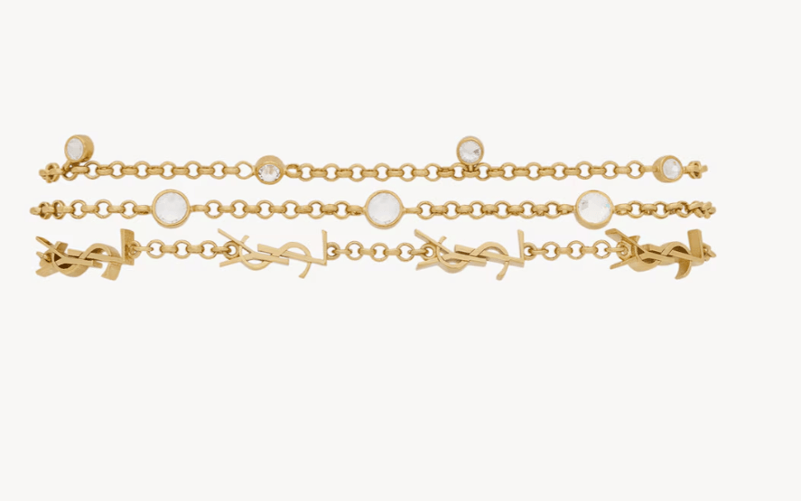 YSL. Gold Üçlü Sıra Bileklik