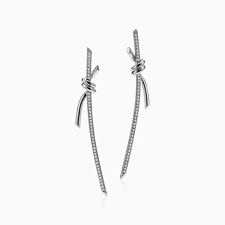 Tiff.Co Knot Uzun Silver Küpe