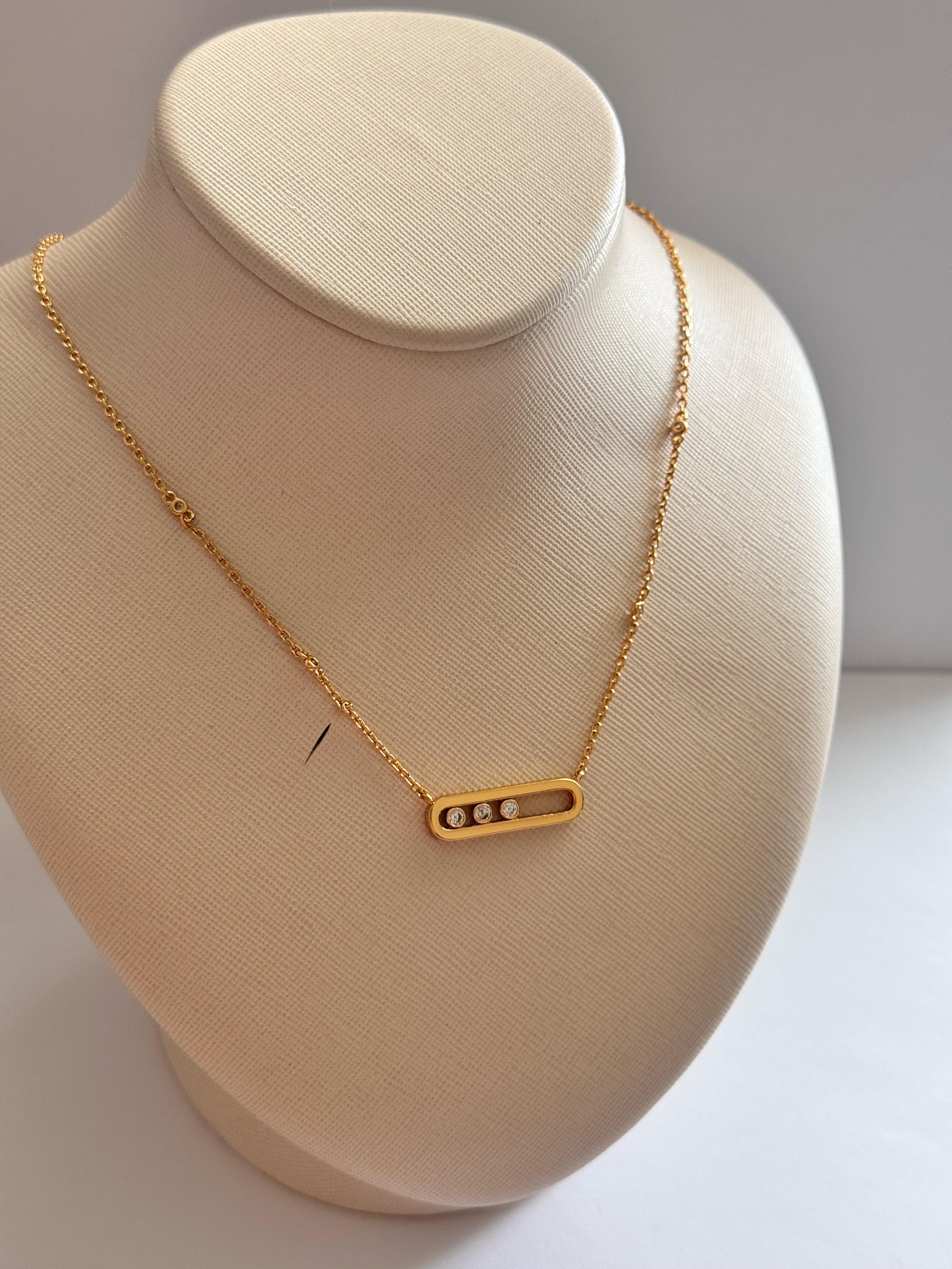Mess. Gold Taşsız Yatay Kolye