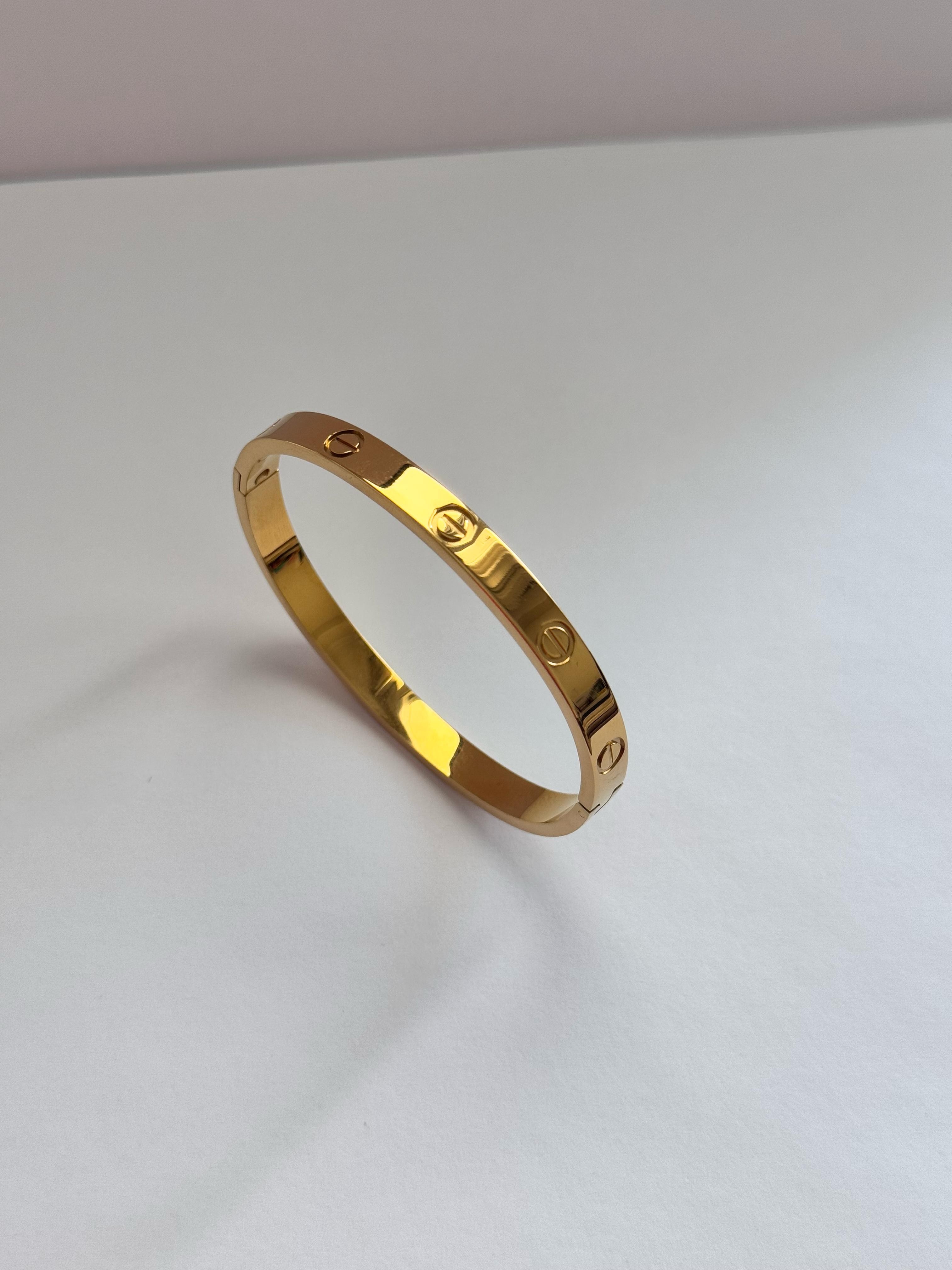 Crt. Love Kalın Gold Taşsız Bileklik