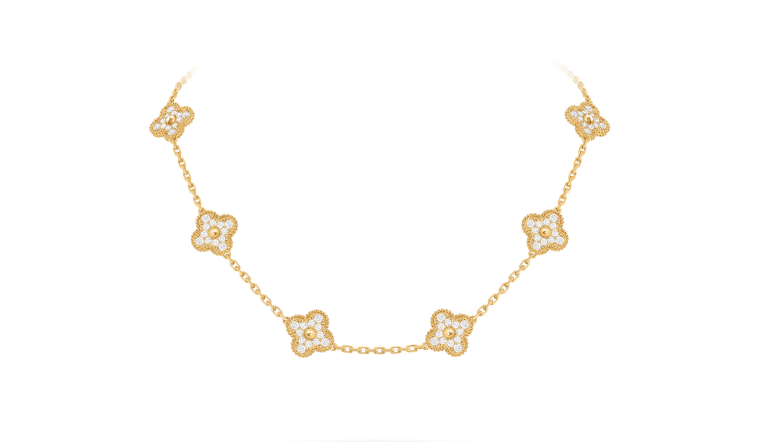 Full Gold Taşlı 10 Yonca Kolye