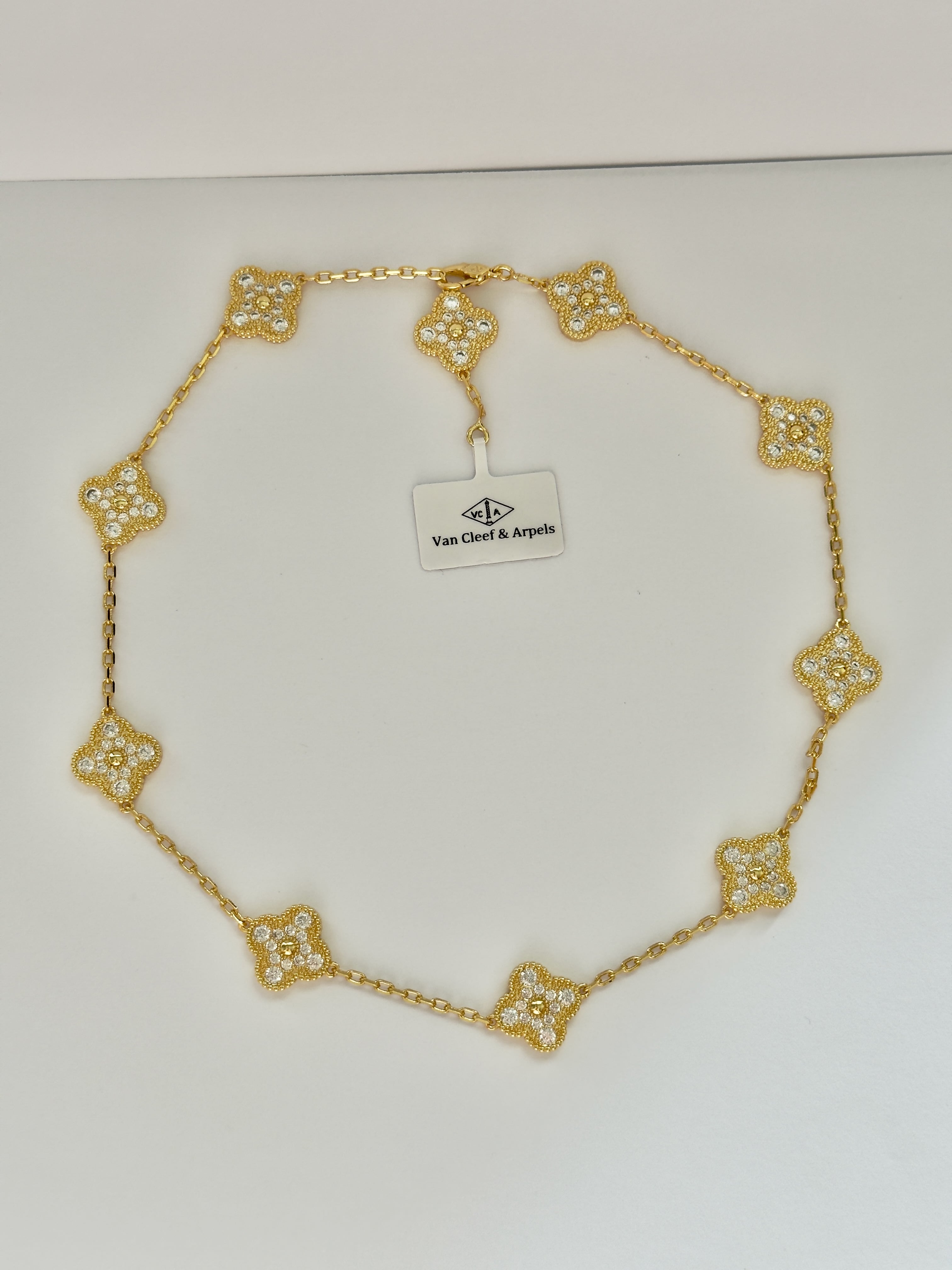 Full Gold Taşlı 10 Yonca Kolye