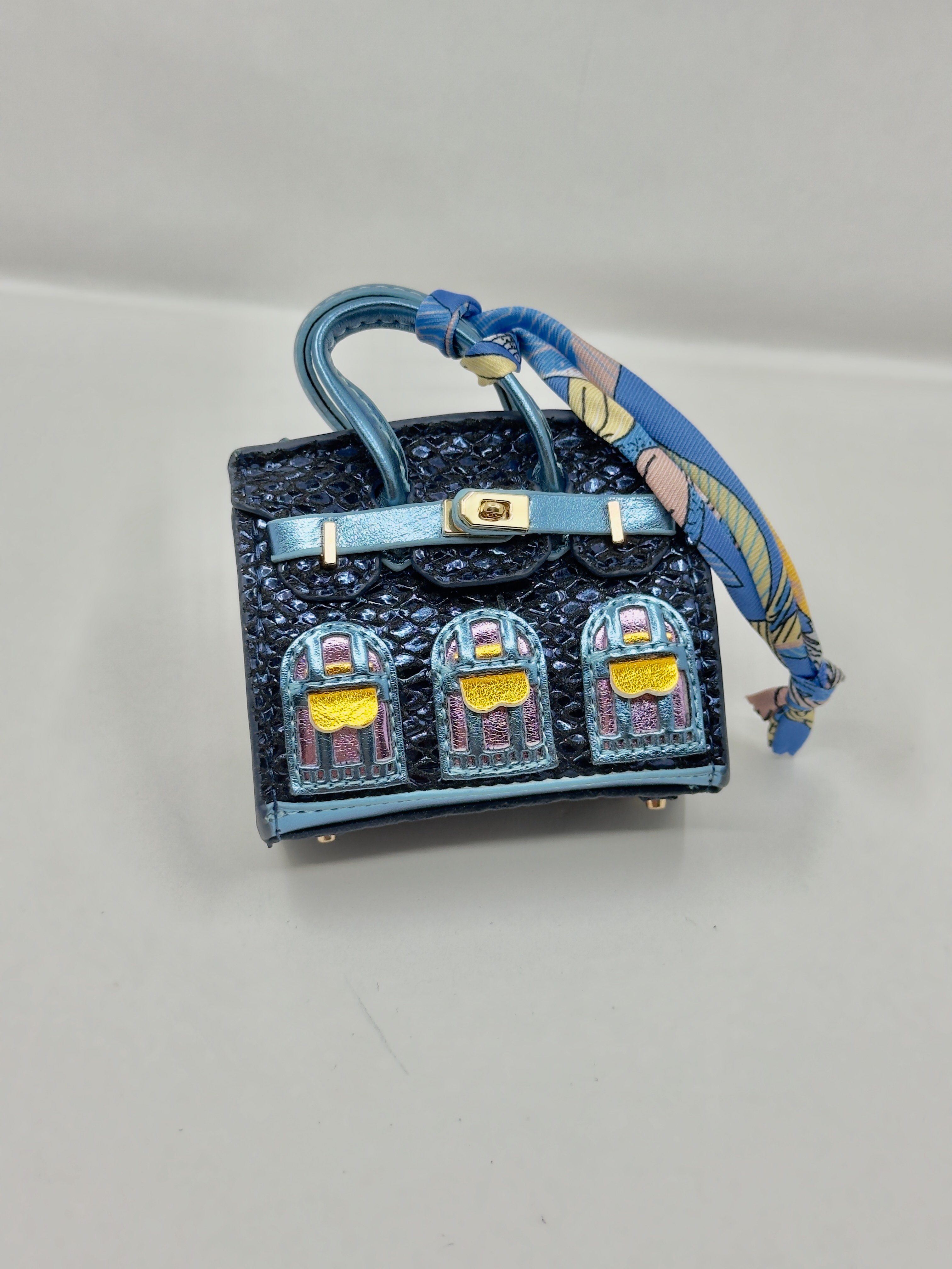 Hrms. Balık Pulu Mavi Birkin Bag Charm