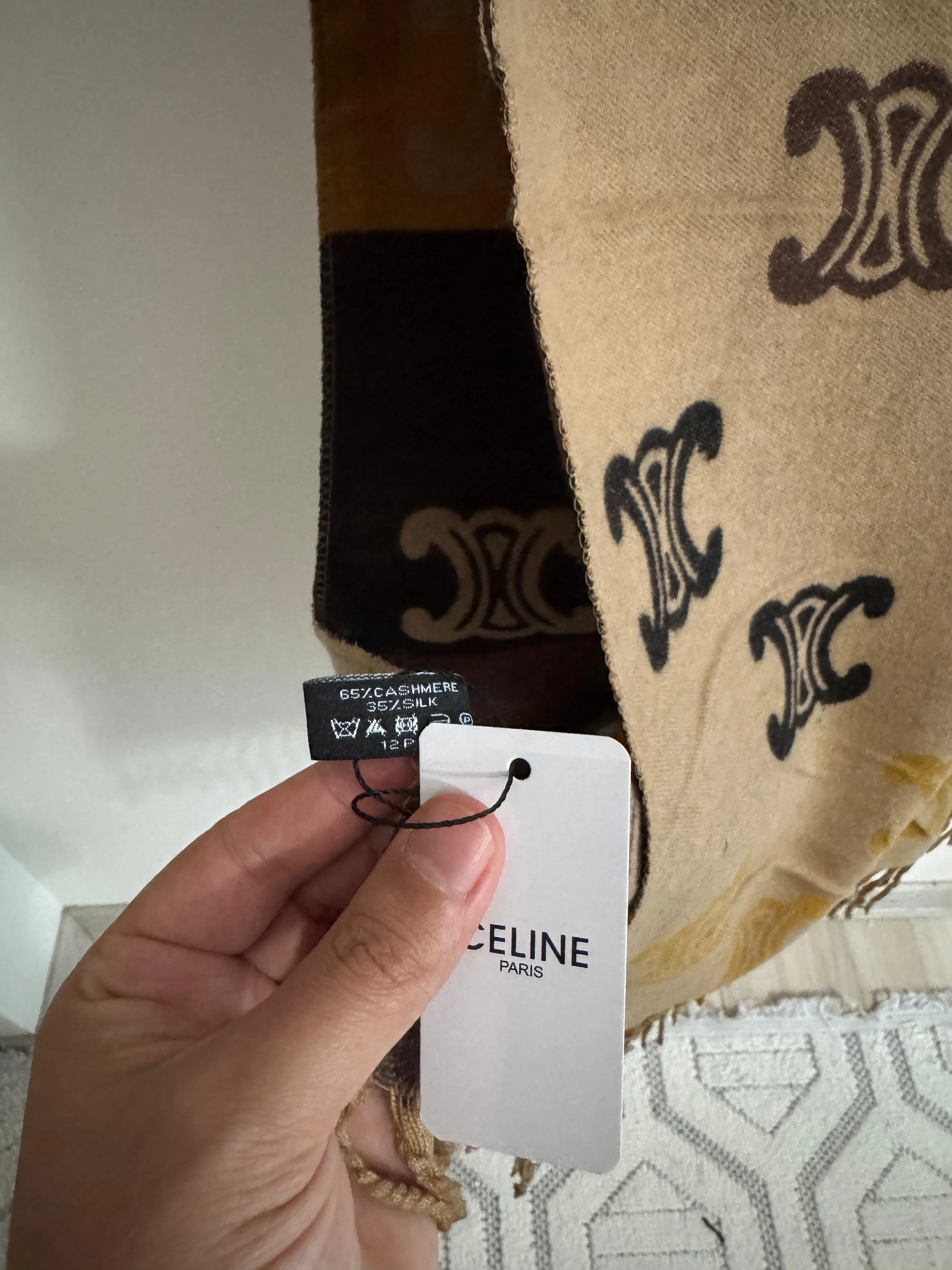 Triomphe Caramel-Noir Kaşmir-İpek Şal