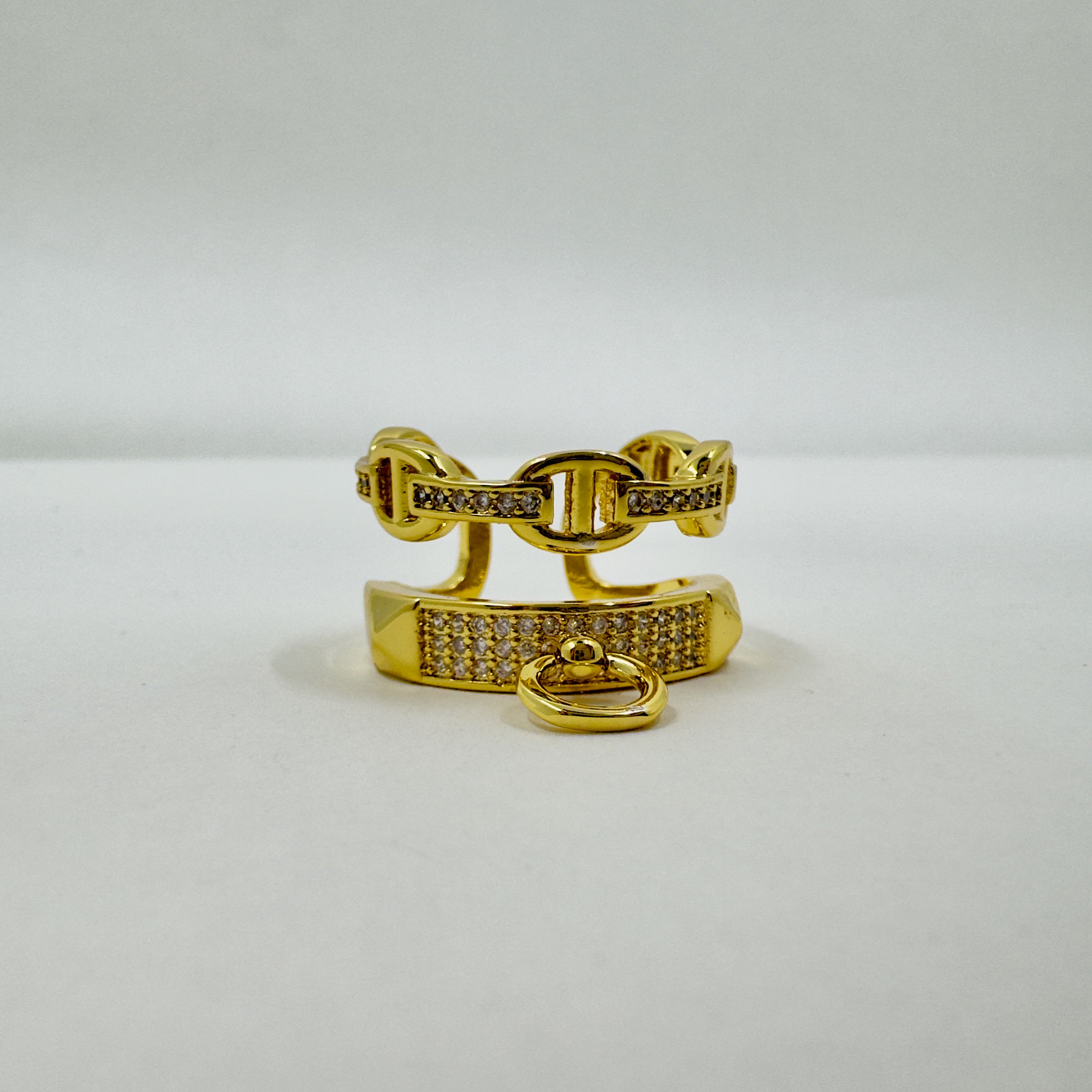 Hrms. Gold Ayarlanabilir Chain Lock Yüzük