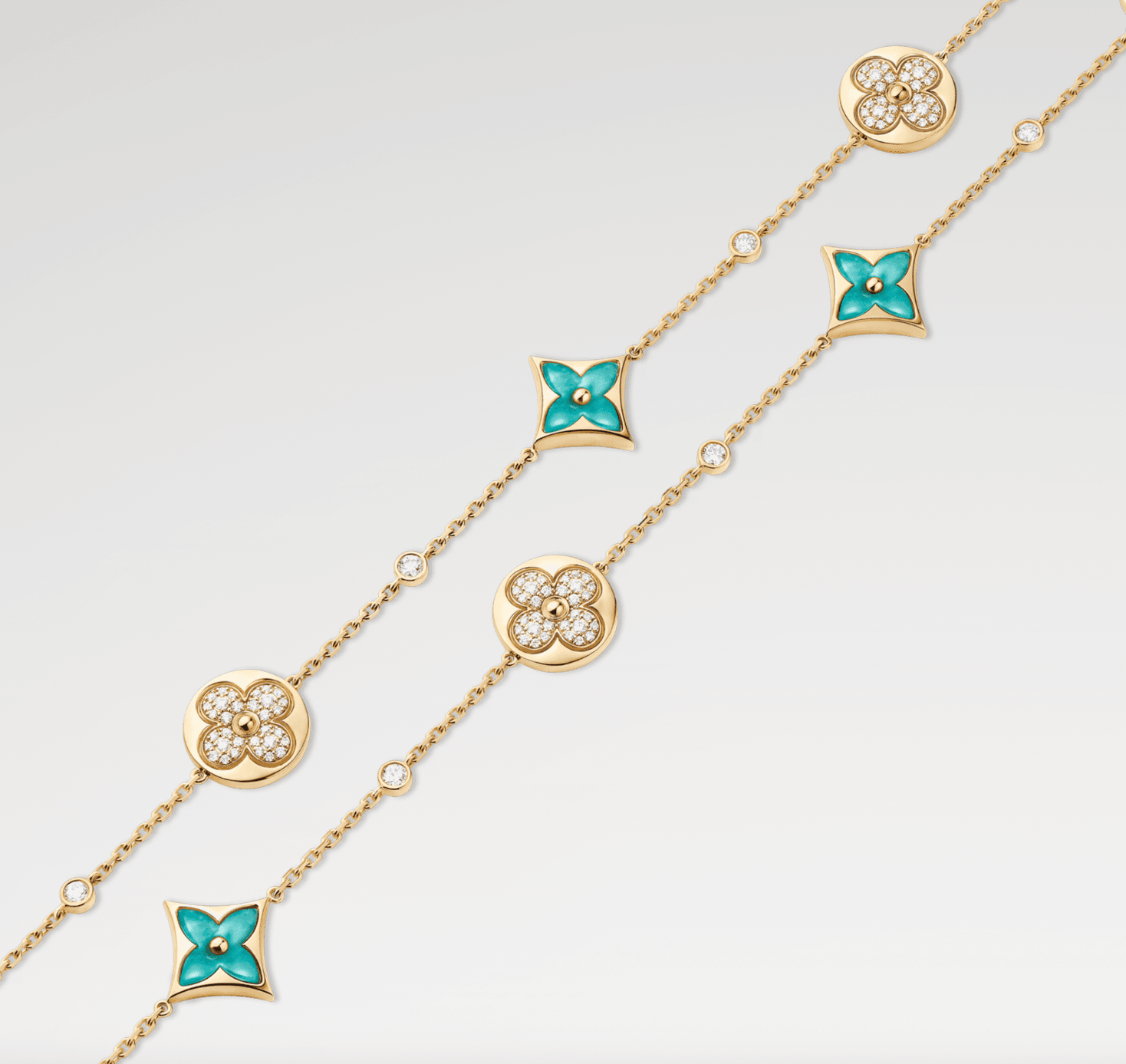 Gold Color Blossom Uzun Kolye