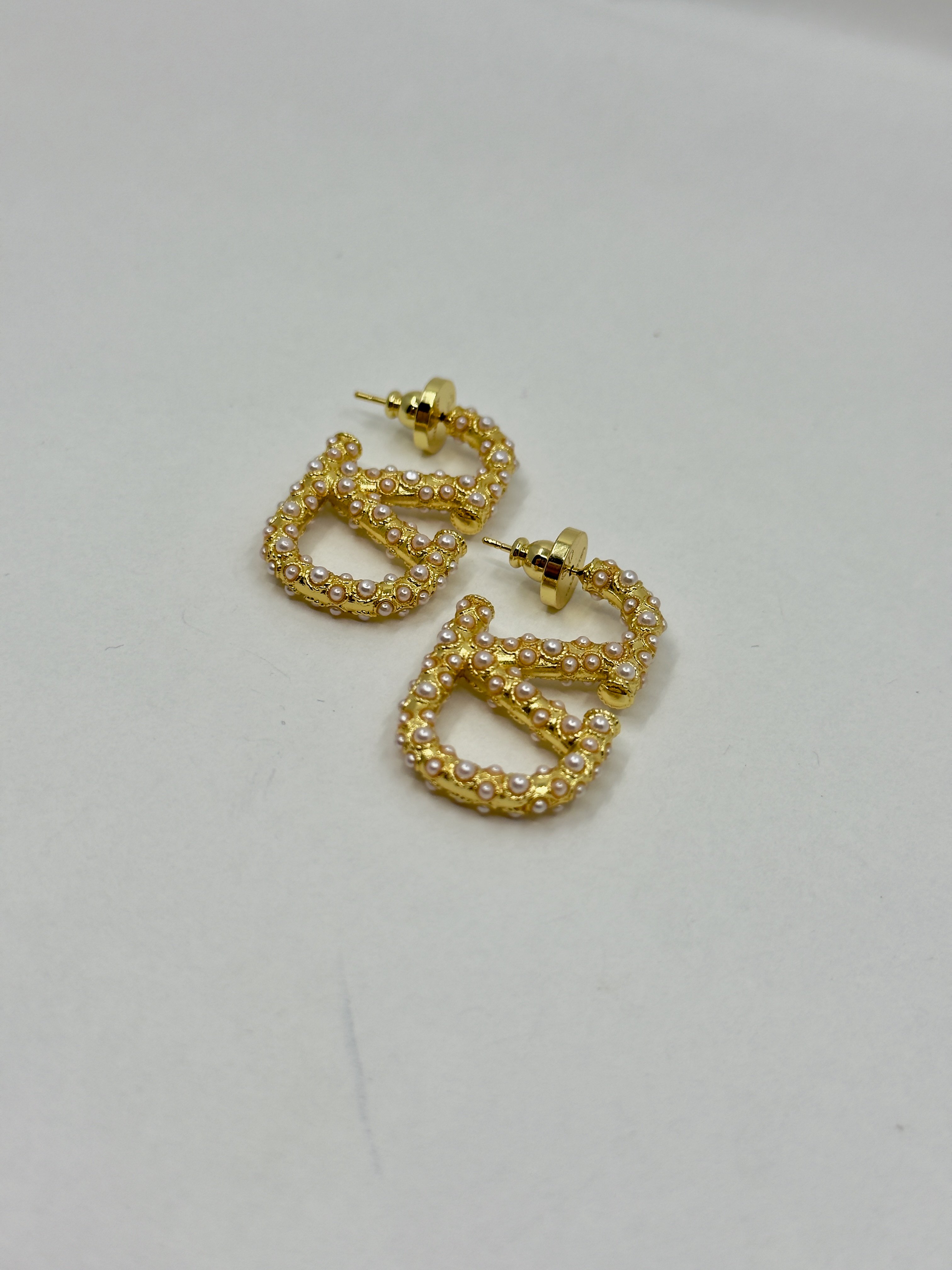 Valent. Gold İnci Detaylı Medium Küpe