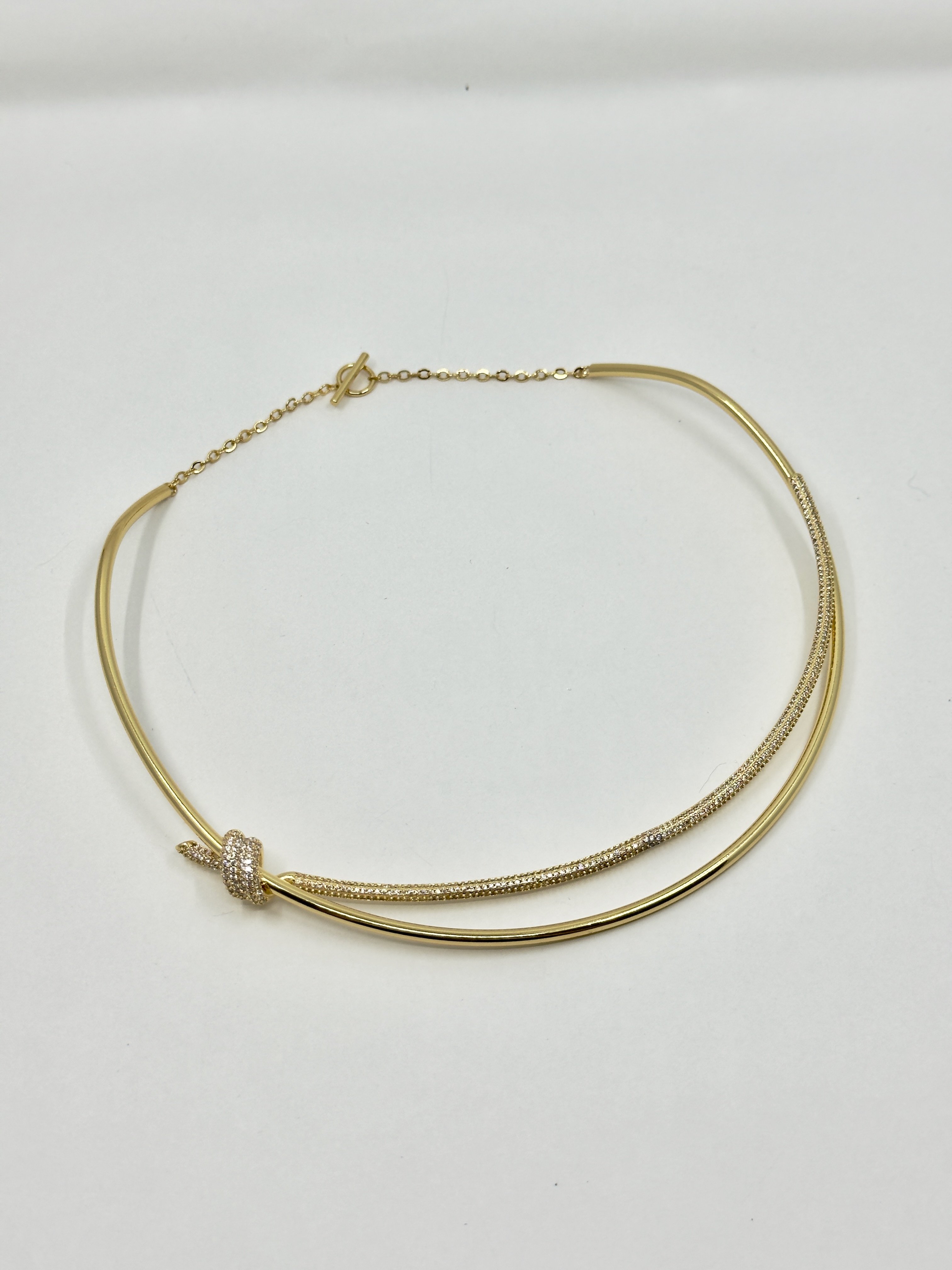 TiffCo. Gold Taşlı Tamtur Knot Kolye
