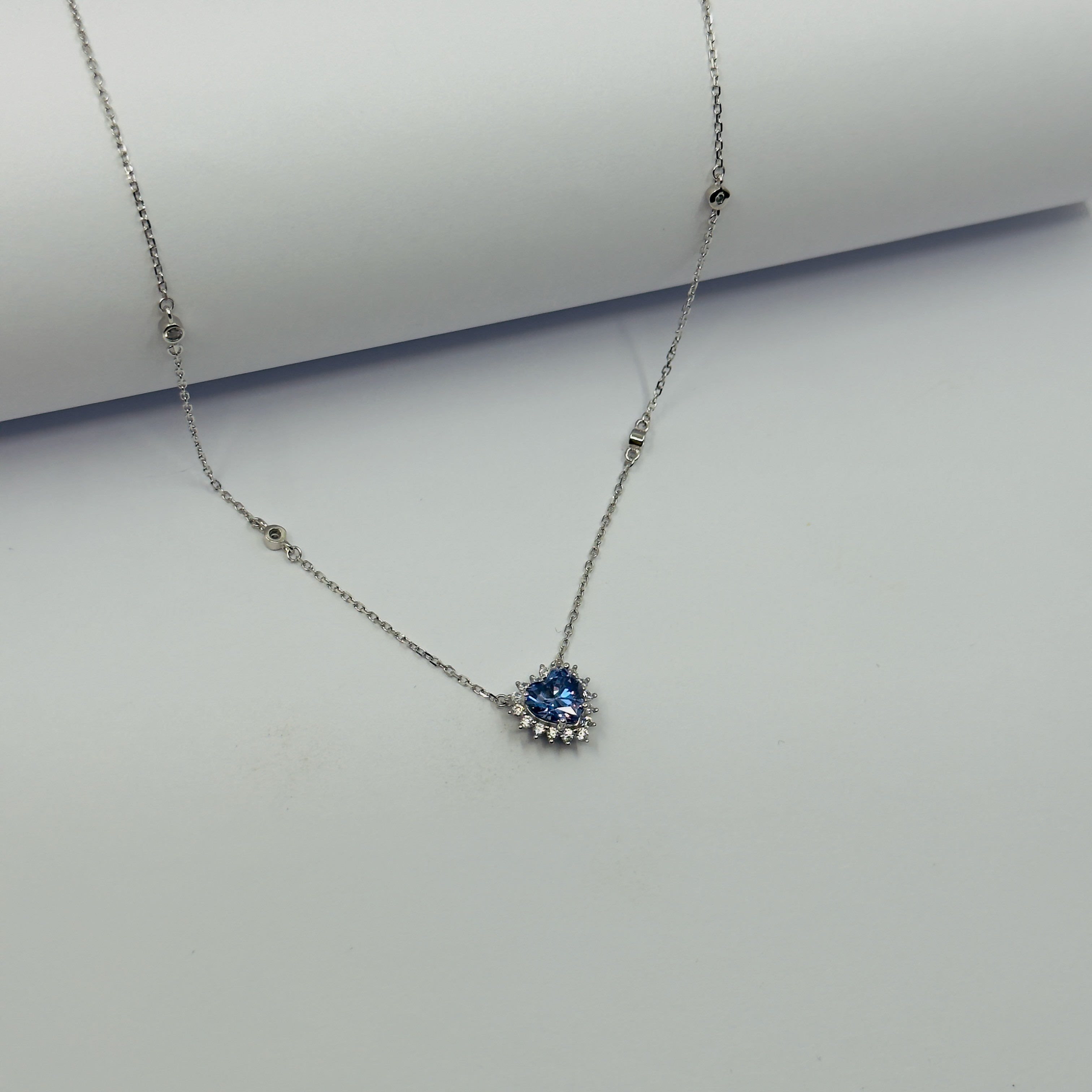 Blue Heart Işıltı Gümüş Kolye