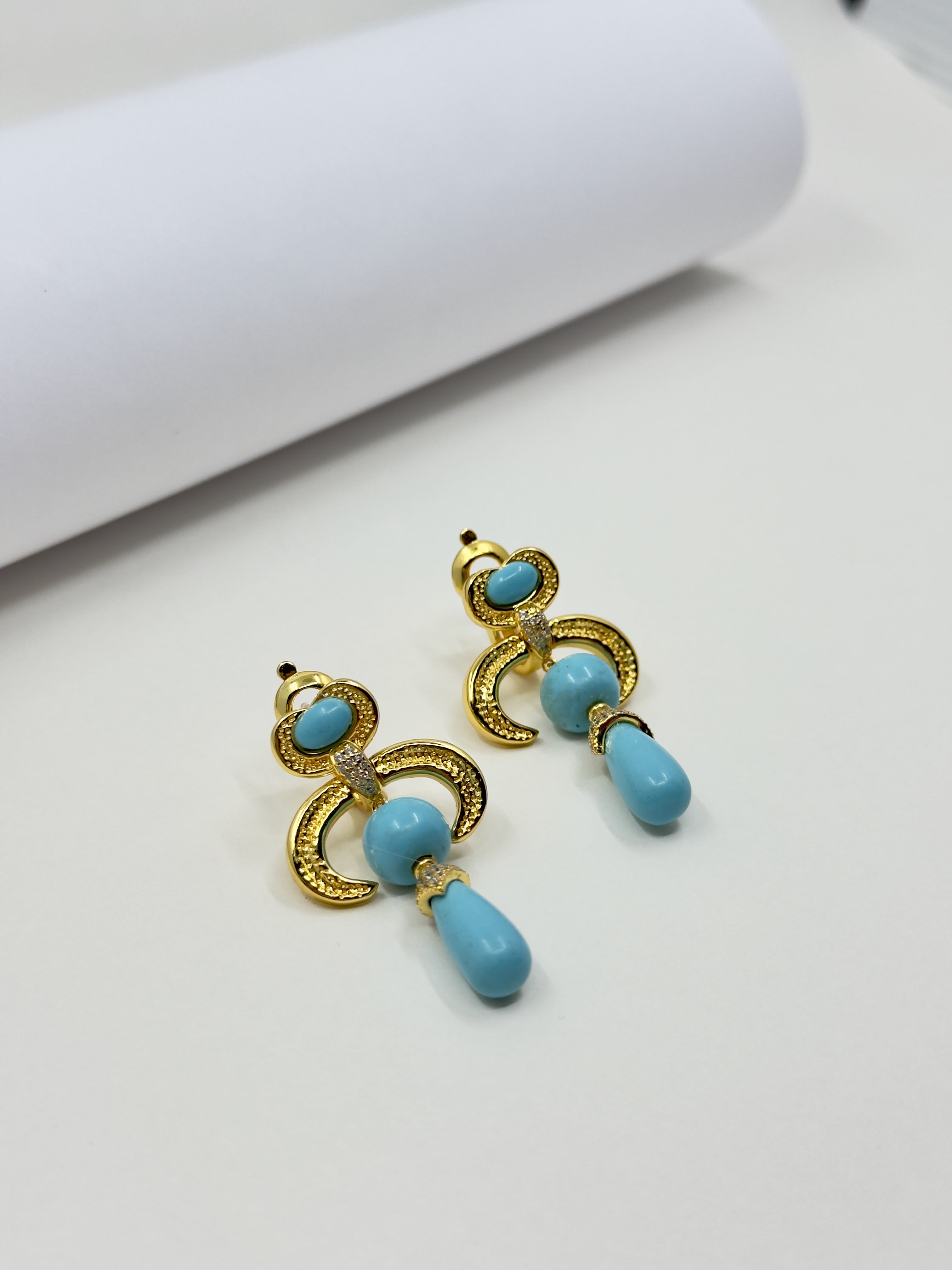 Double Crescent Turquoise Küpe