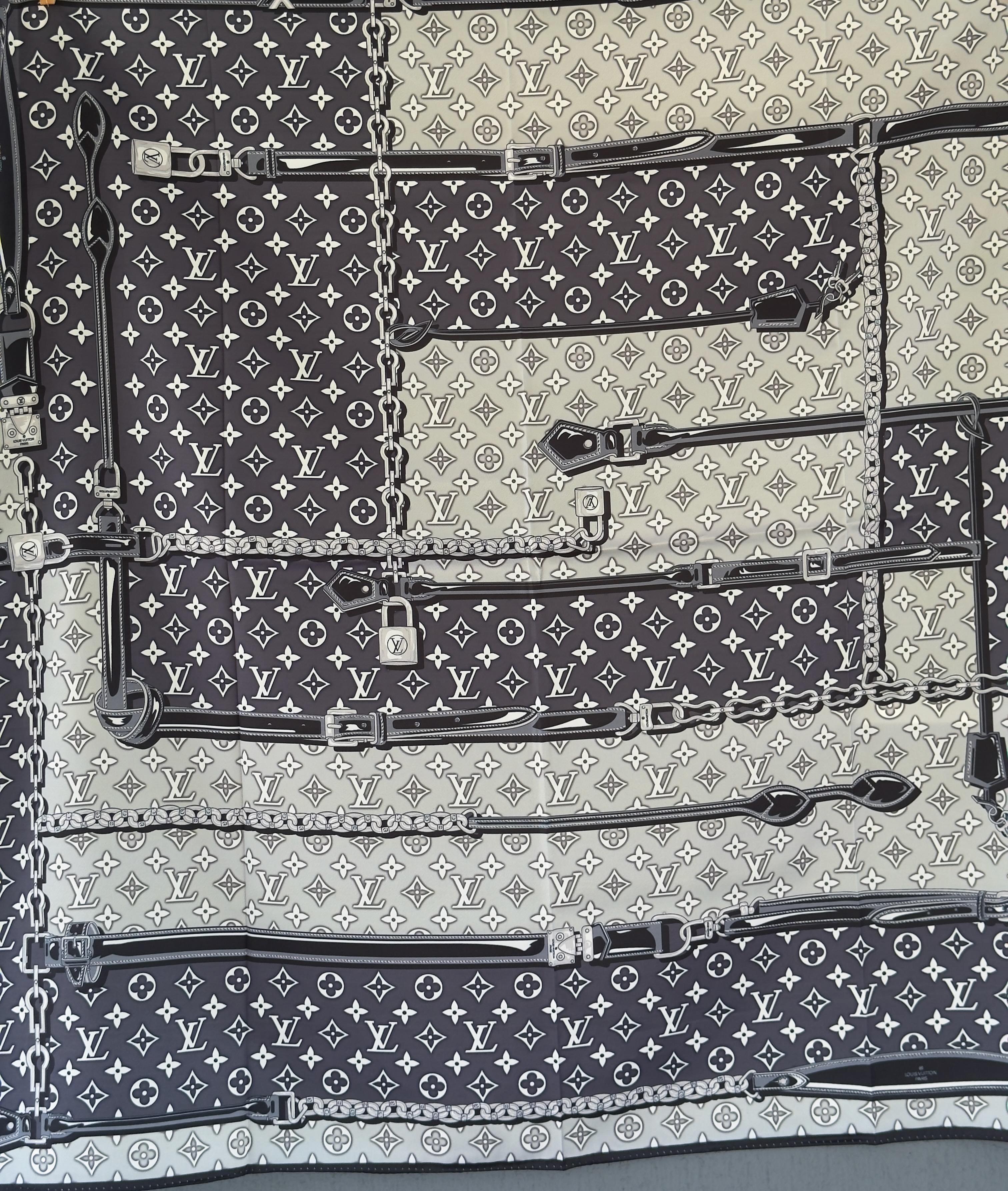 Monogram Belt & Chain Noir İpek Şal