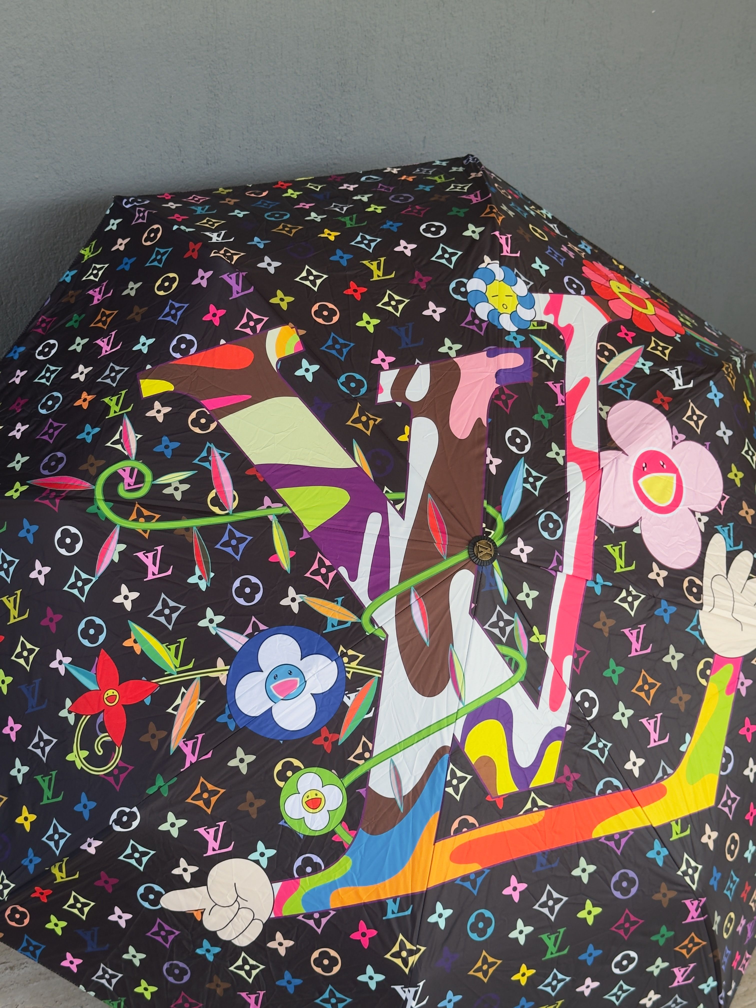 Multicolore Monogram Noir Takashi Murakami Stil Şemsiye