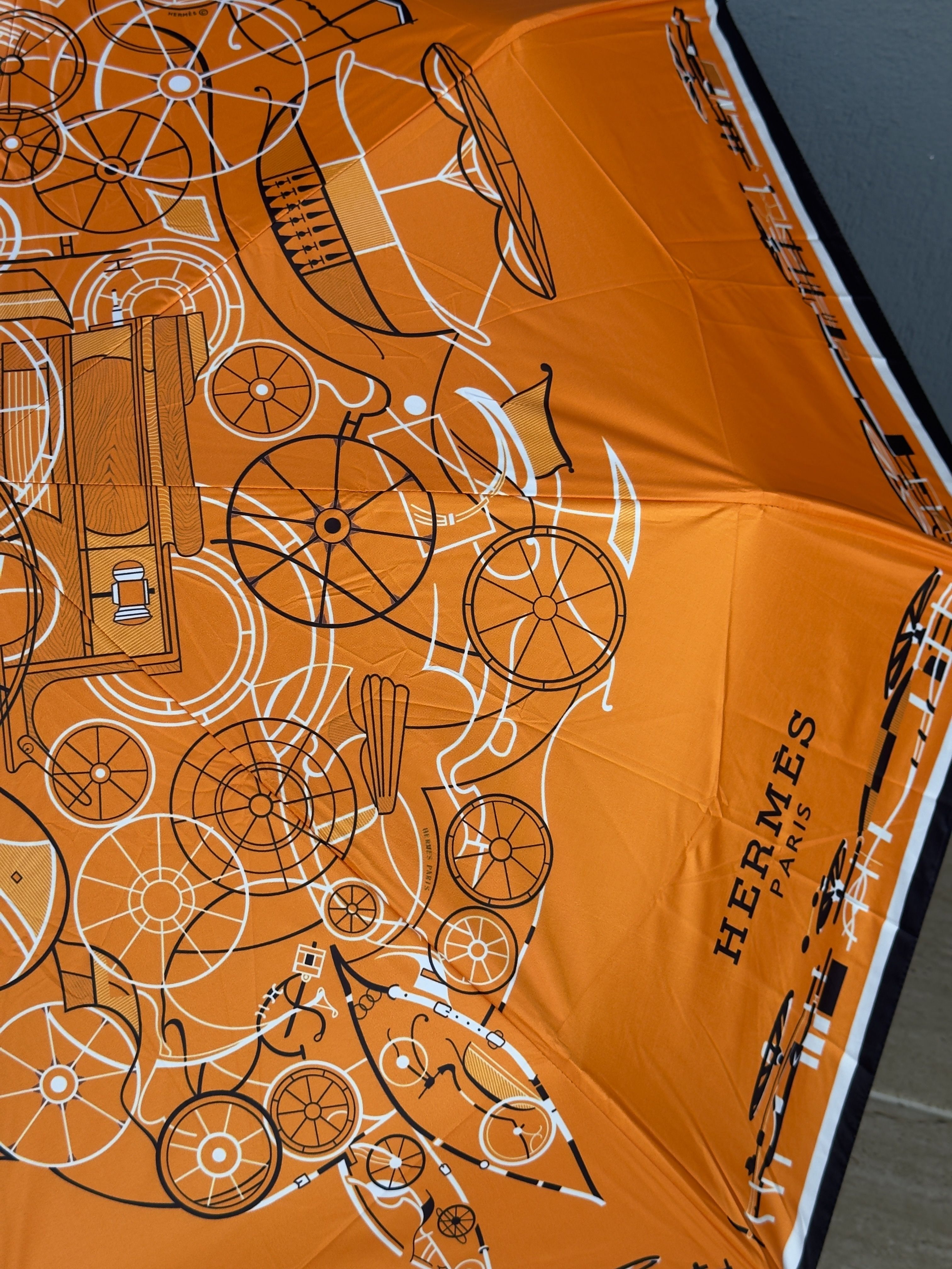 Roues Équestres Orange Tekerlek Desen Şemsiye