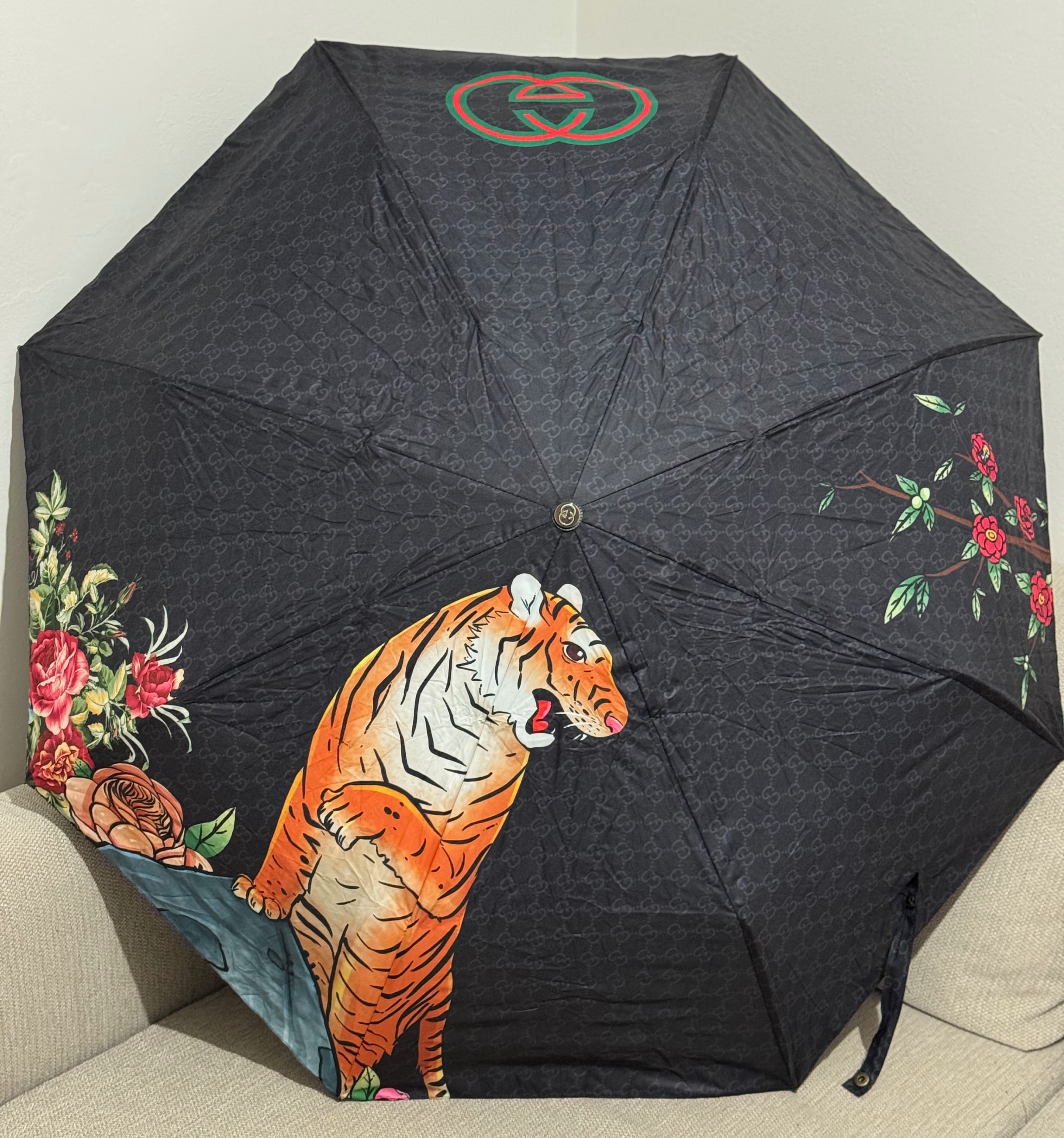 Tiger & Flora Siyah Şemsiye
