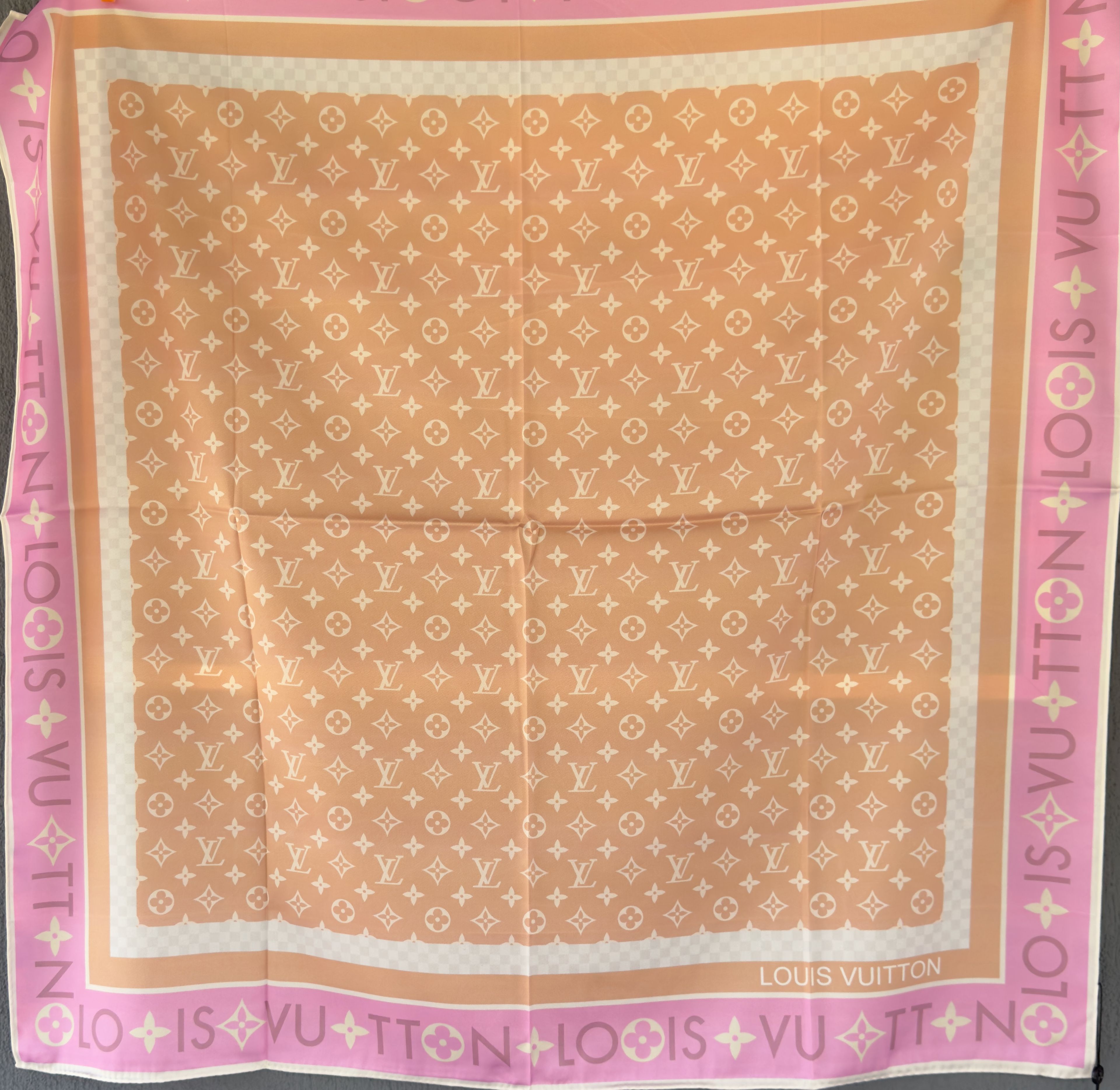 Monogram Pastel Rose İpek Şal