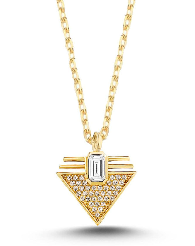 S925 Triangle Gold Kolye