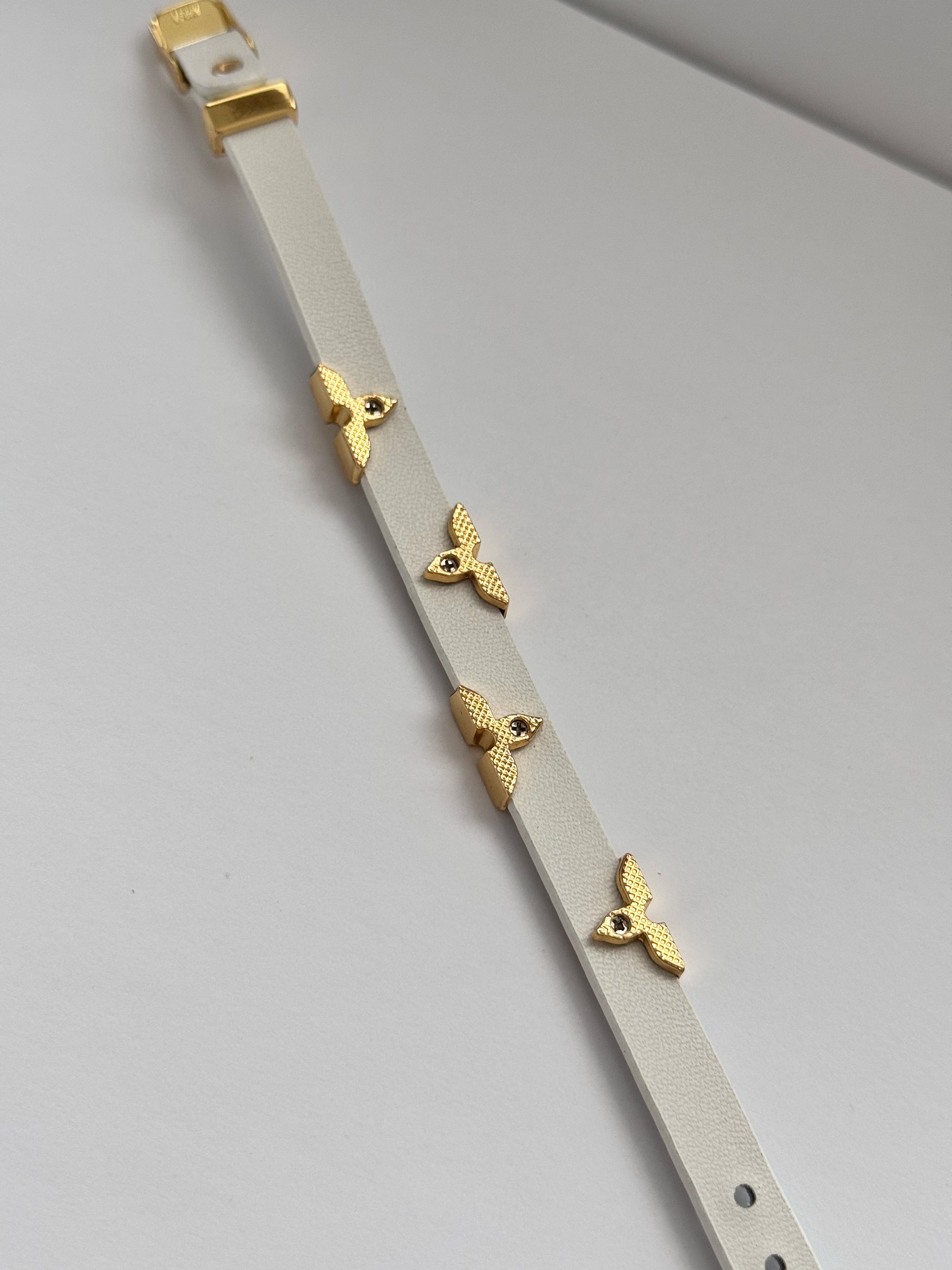 LV. Beyaz Monogram Deri Bileklik