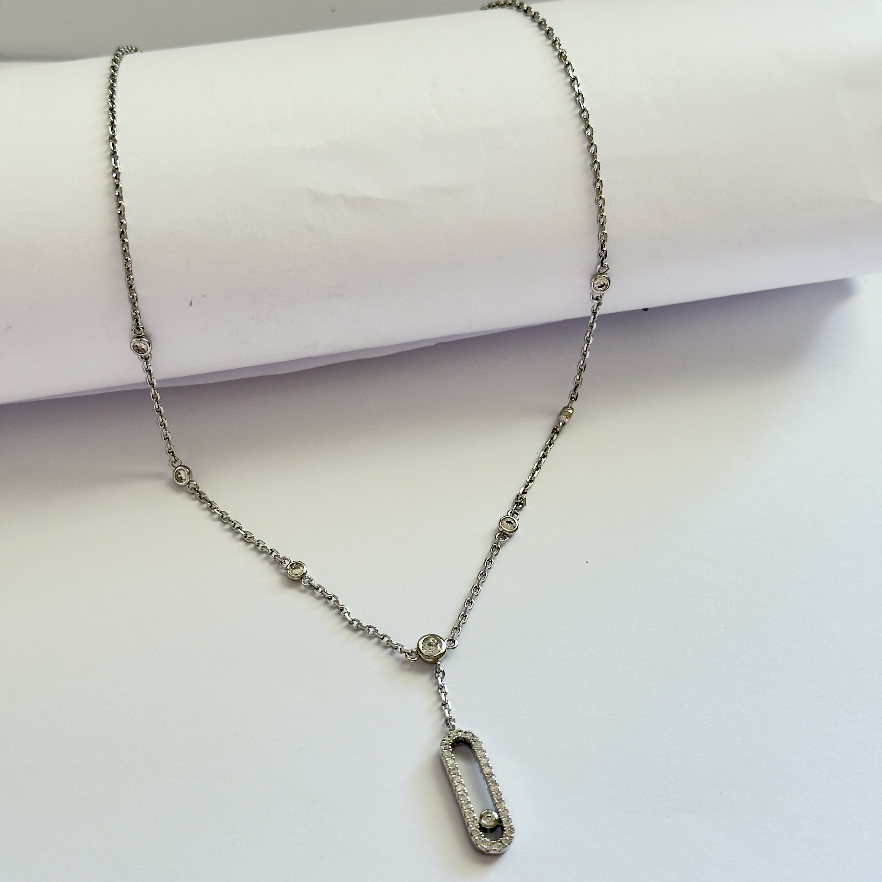 Mess. Silver Taşlı Ataç Kolye