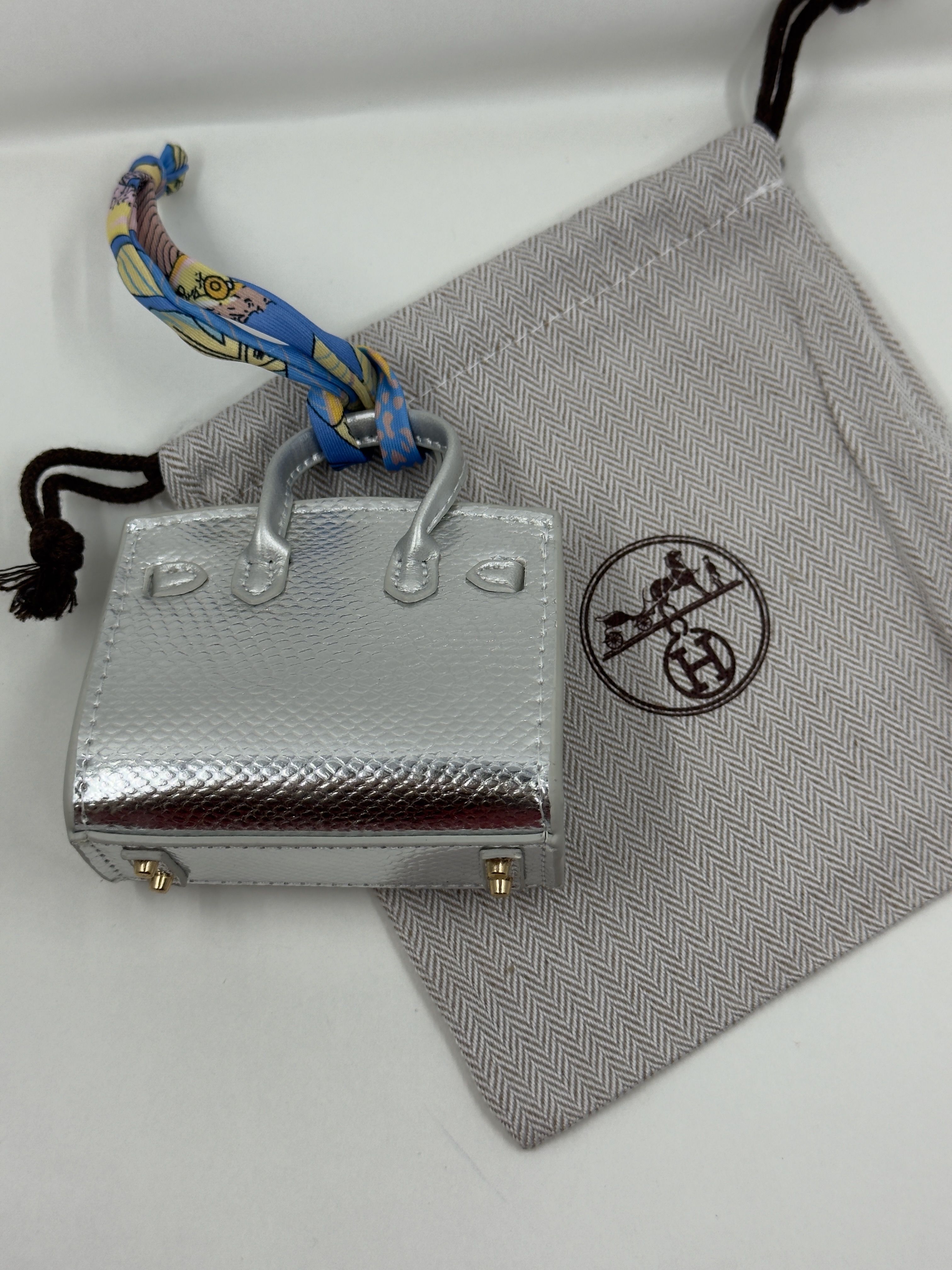 Hrms. Silver Birkin Bag Charm