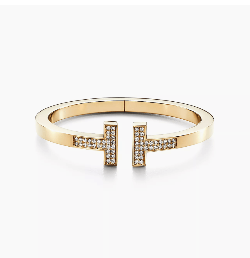 T Pave Taşlı Gold Bileklik