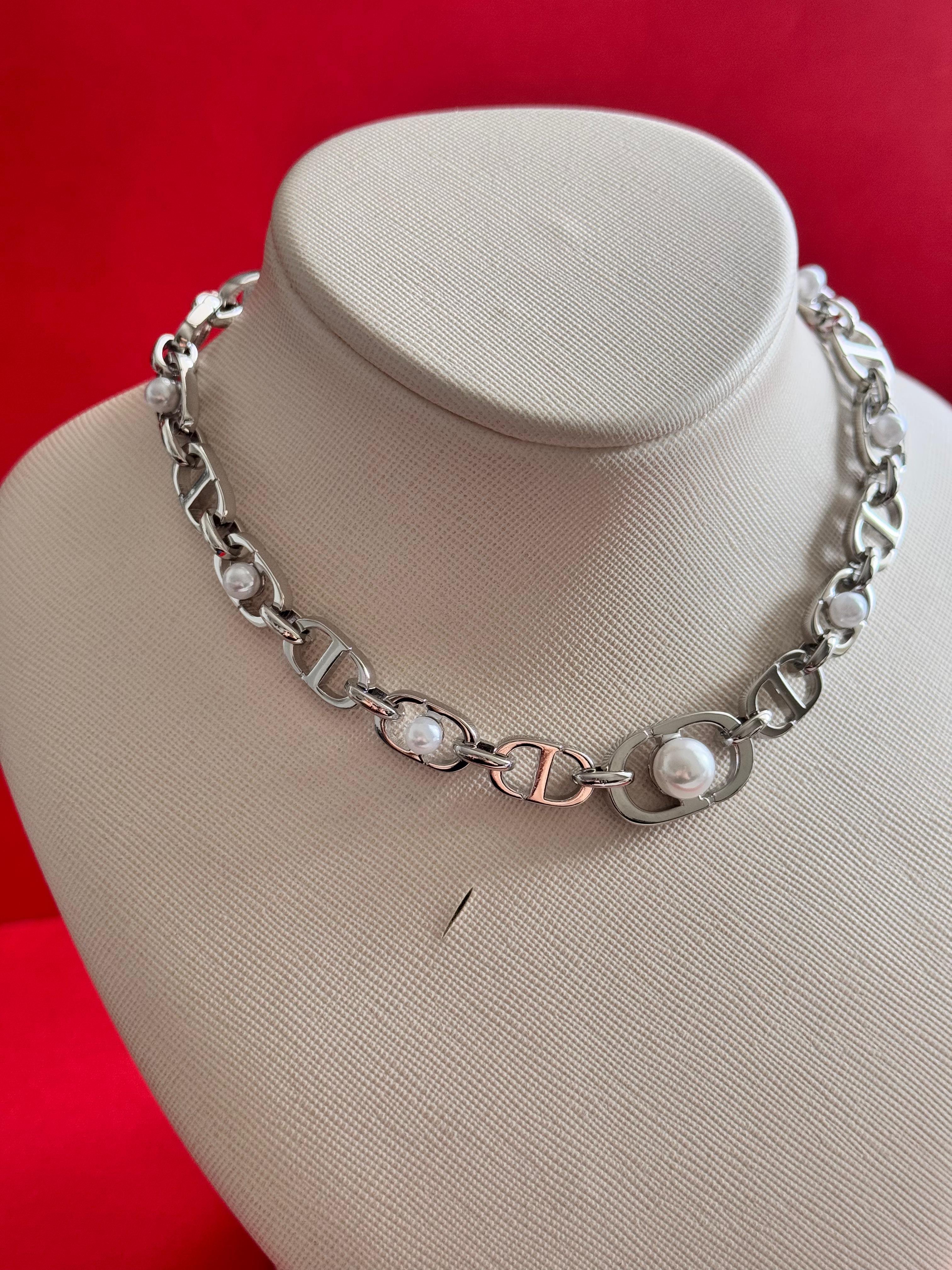 D*or İnci Detay Silver Chocker Kolye