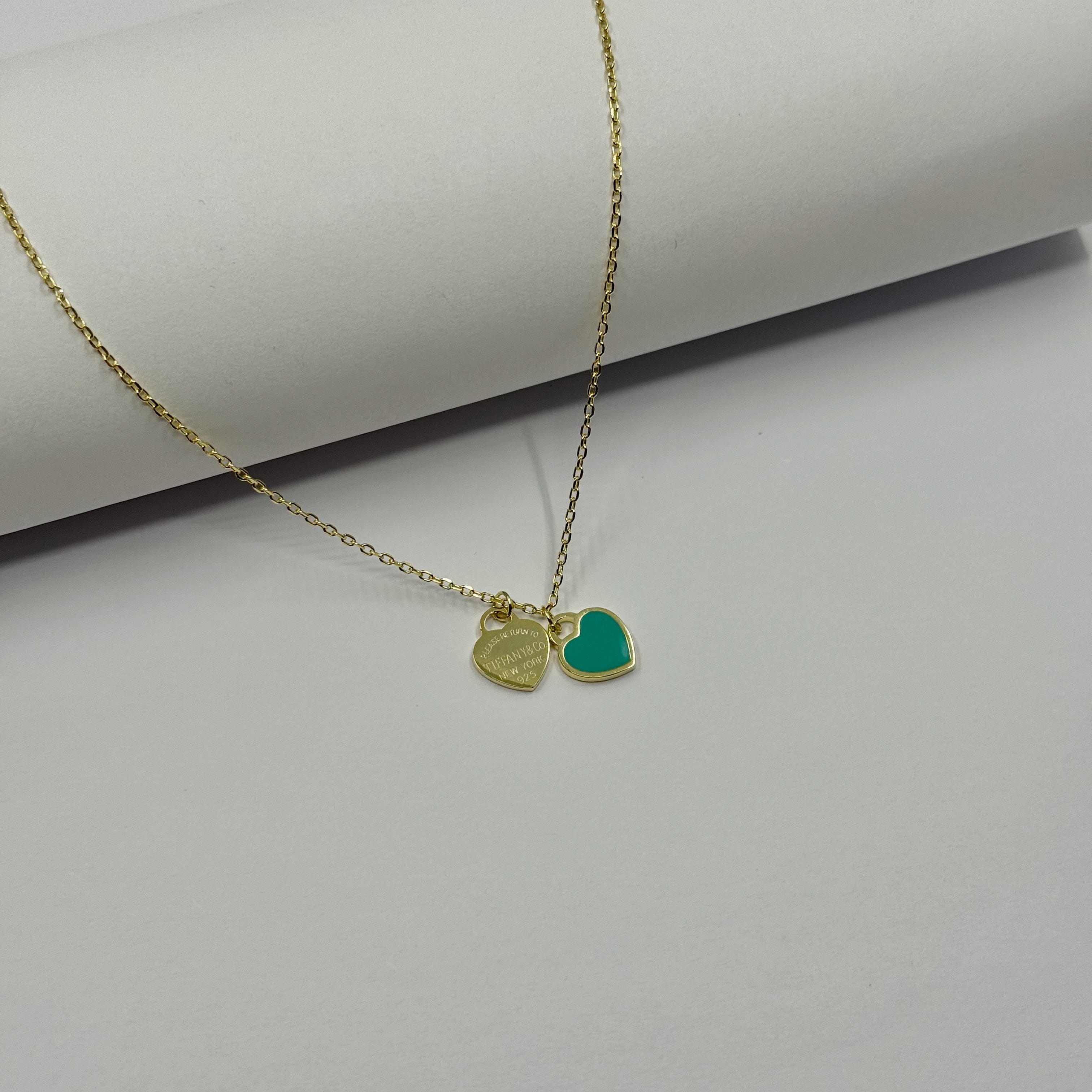 Prem. Tiff.Co Gold Double Heart Kolye