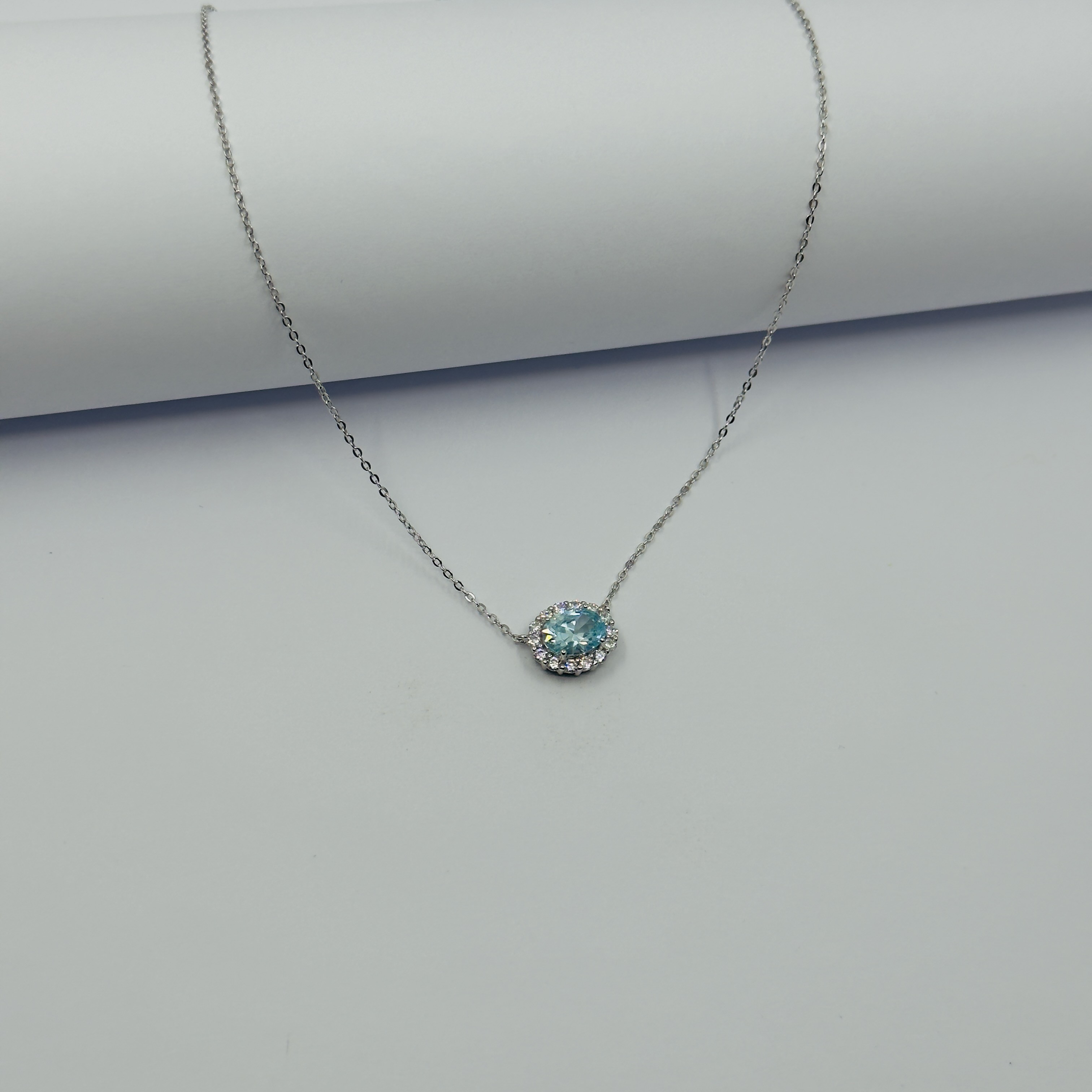 Aquamarine Halo Gümüş Kolye