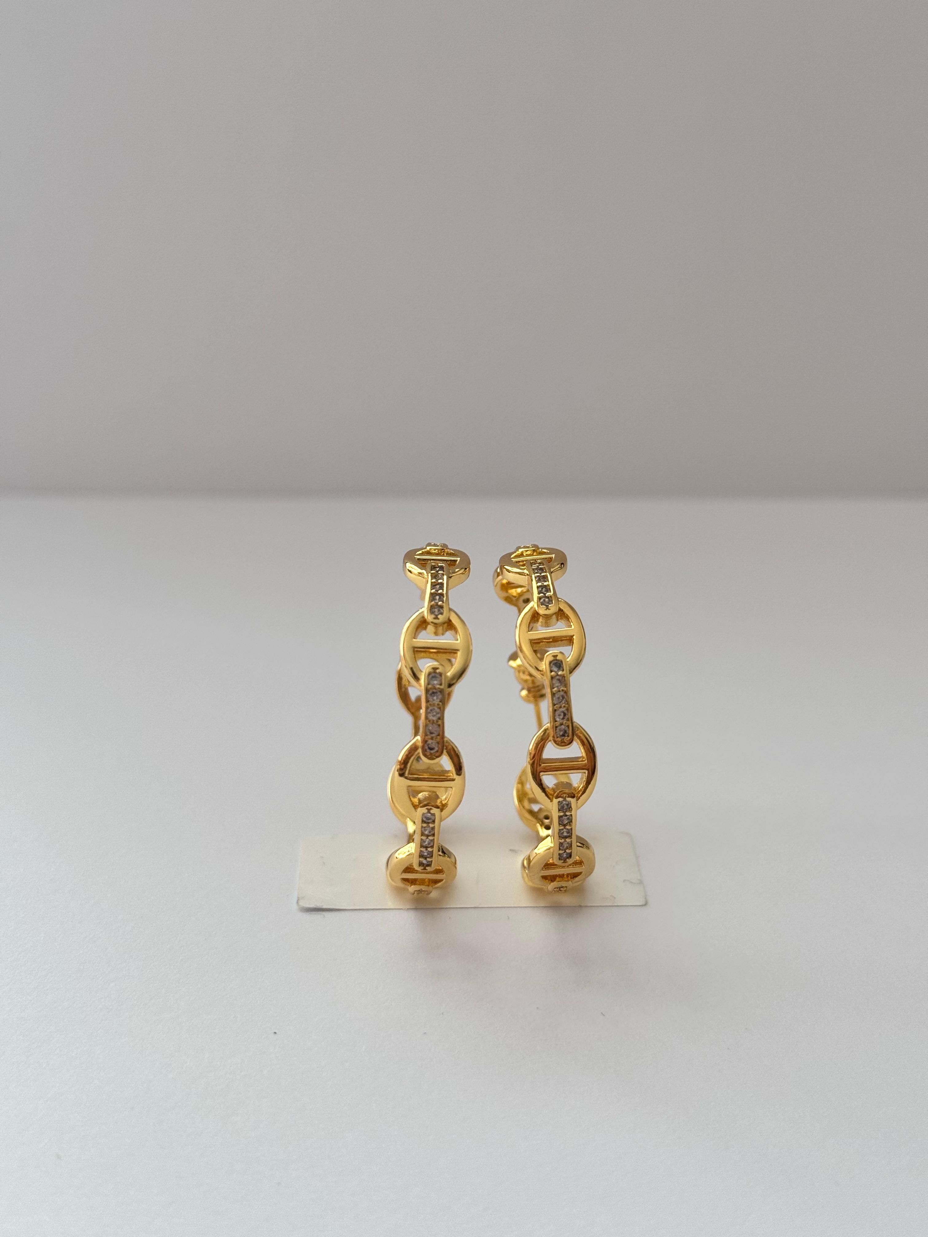 Hrms. Taşlı Gold Halka Küpe