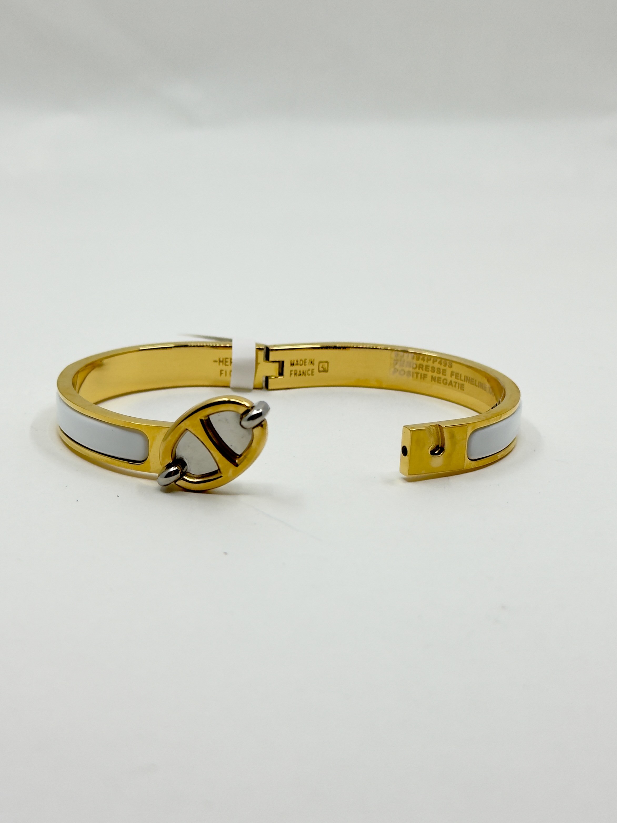 Hrms. Gold Beyaz Clic Kelly Bracelet