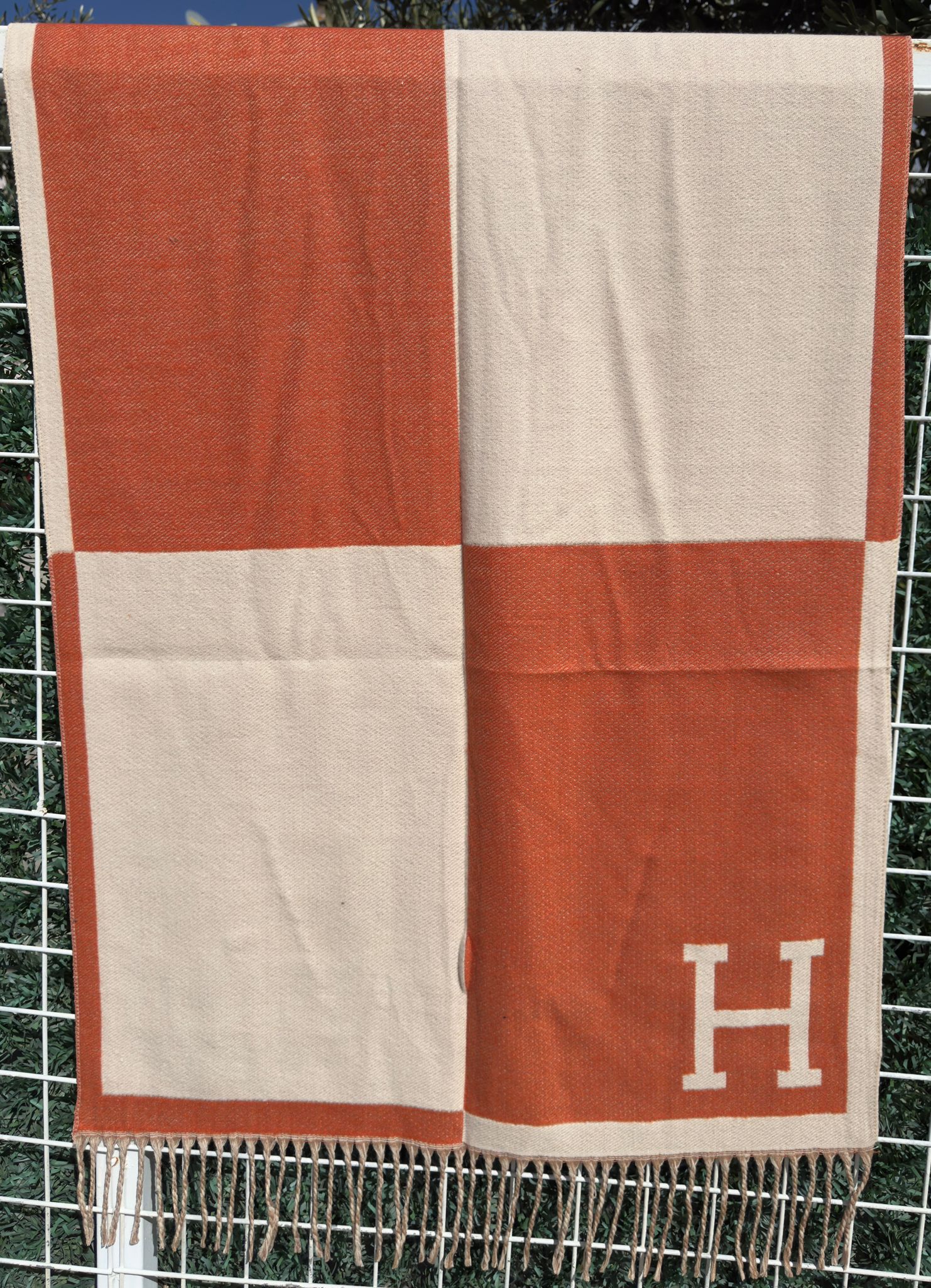 H Plaid Terracotta & Écru Kaşmir & İpek Şal