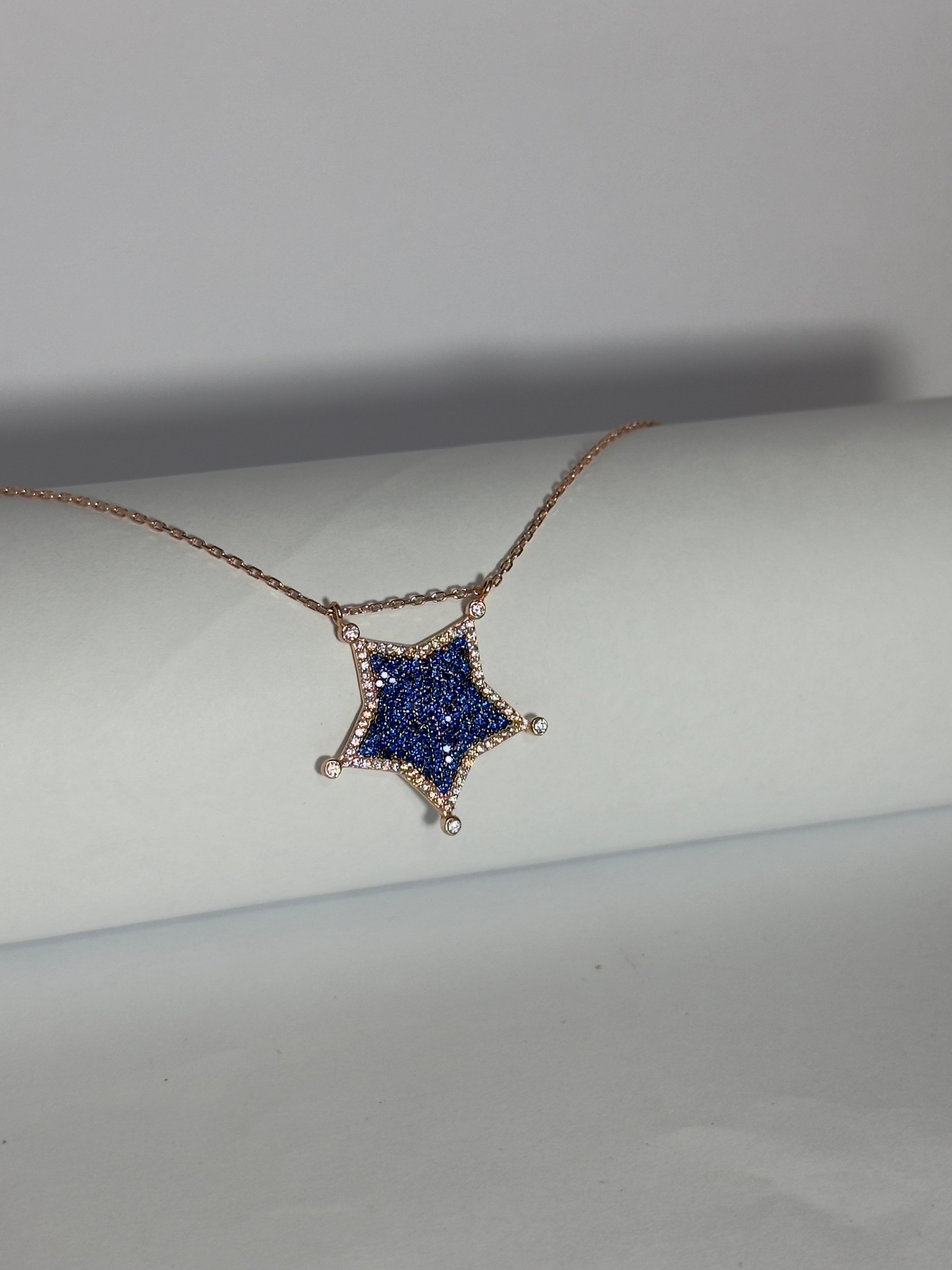 Nebula. Blue Galaxy Crescent Kolye
