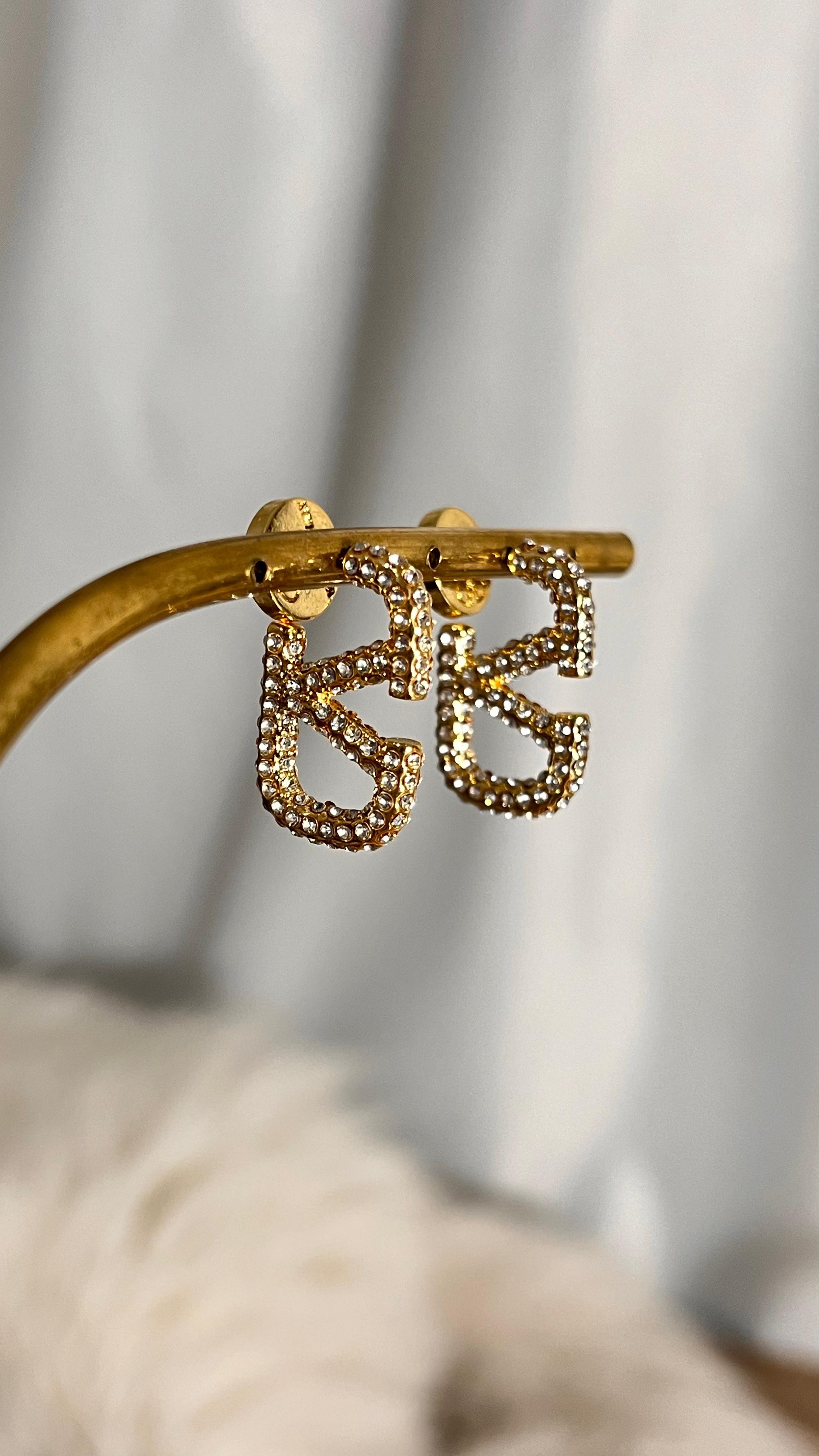 Vlntino. Gold Taşlı Small Küpe