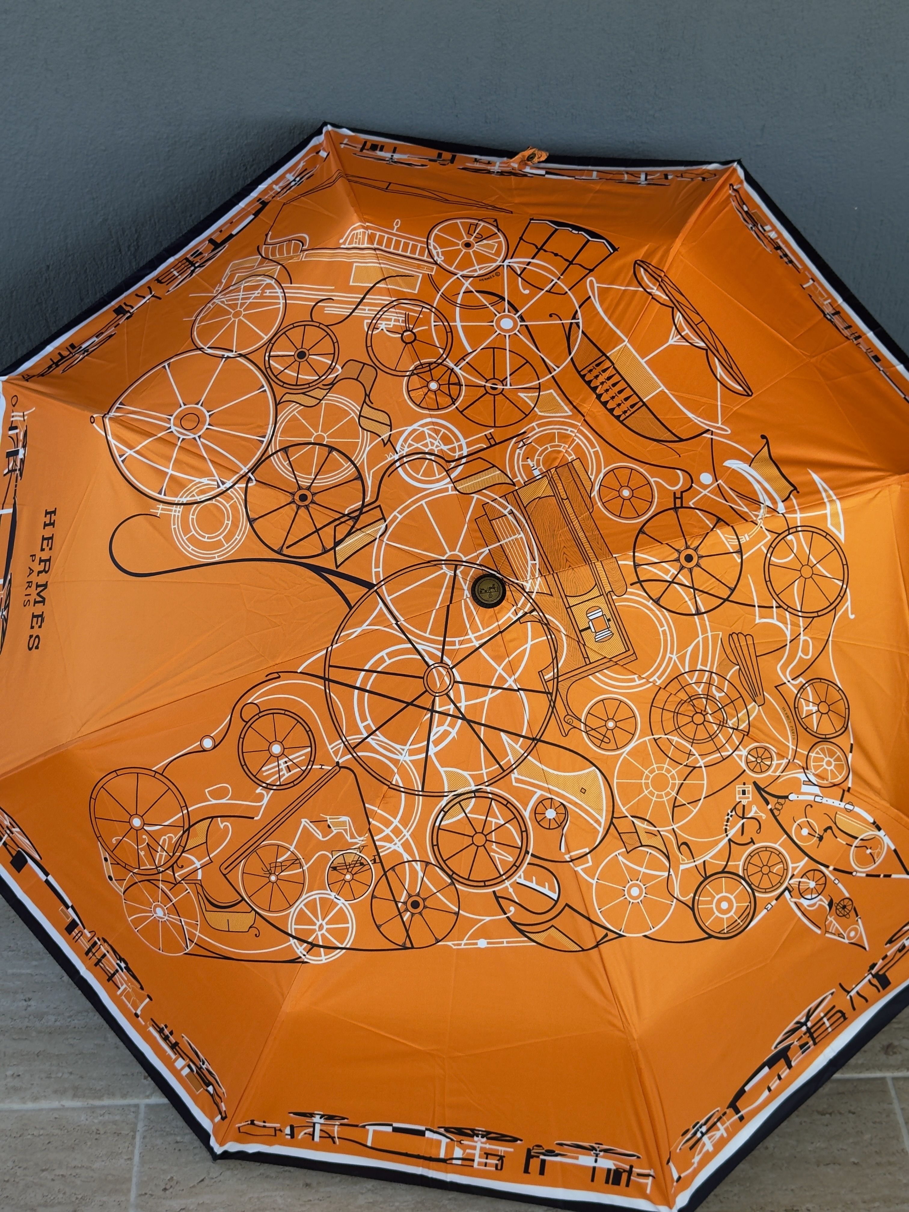 Roues Équestres Orange Tekerlek Desen Şemsiye