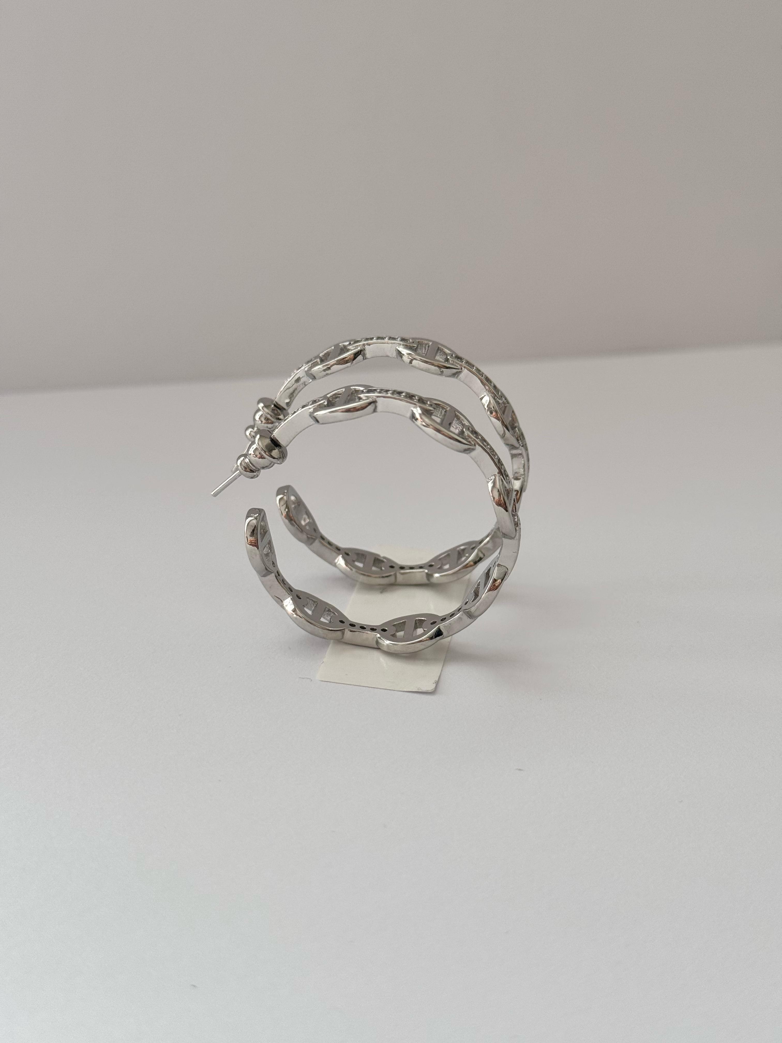 Hrms. Taşlı Silver Halka Küpe