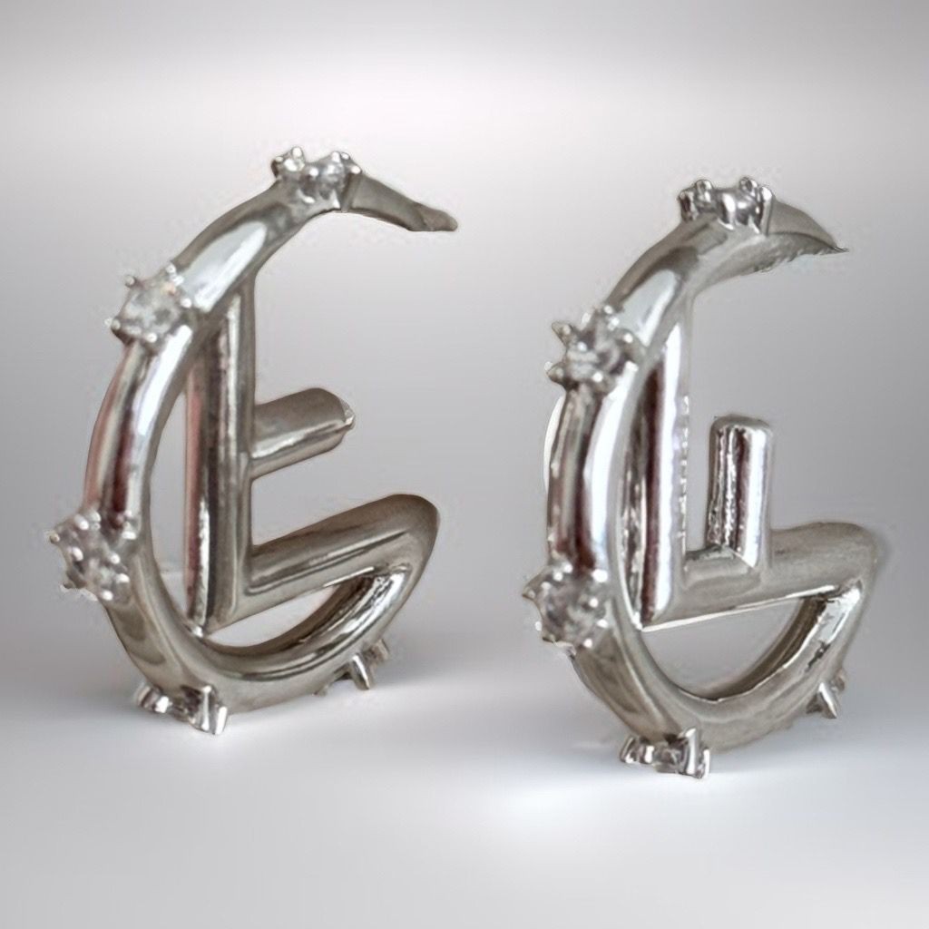 Fndi.Silver Taşlı Halka Küpe
