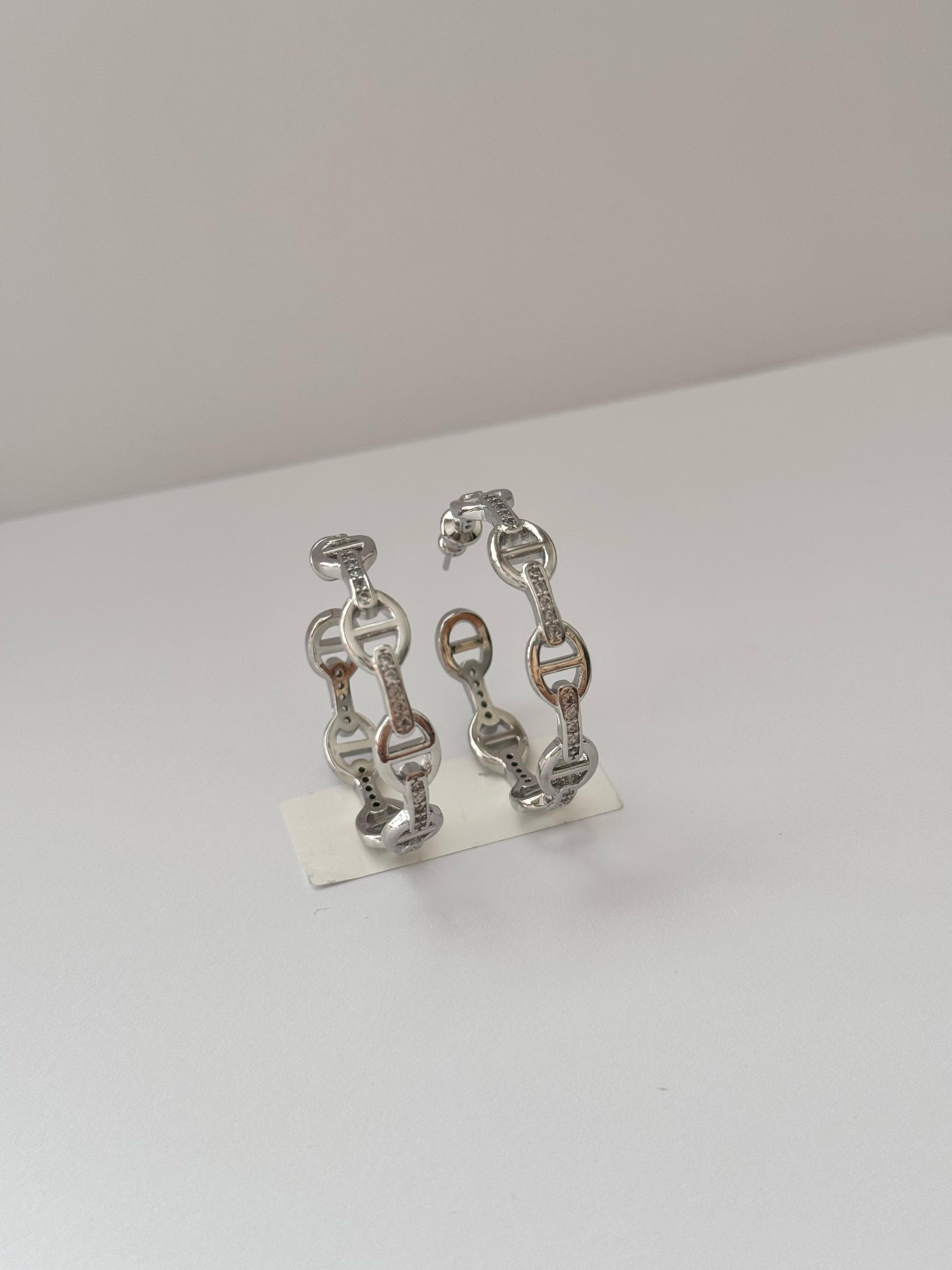 Hrms. Taşlı Silver Halka Küpe