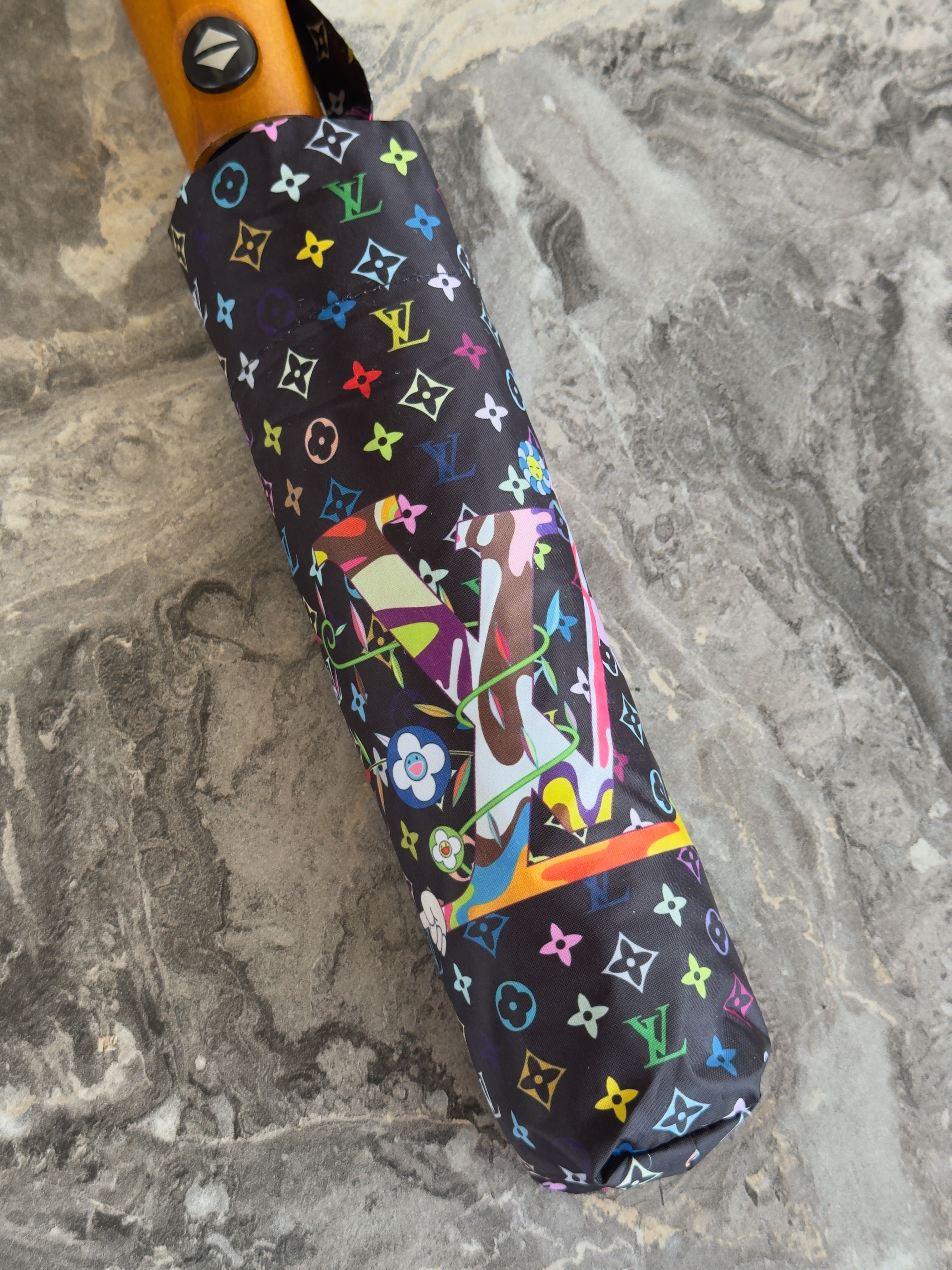 Multicolore Monogram Noir Takashi Murakami Stil Şemsiye