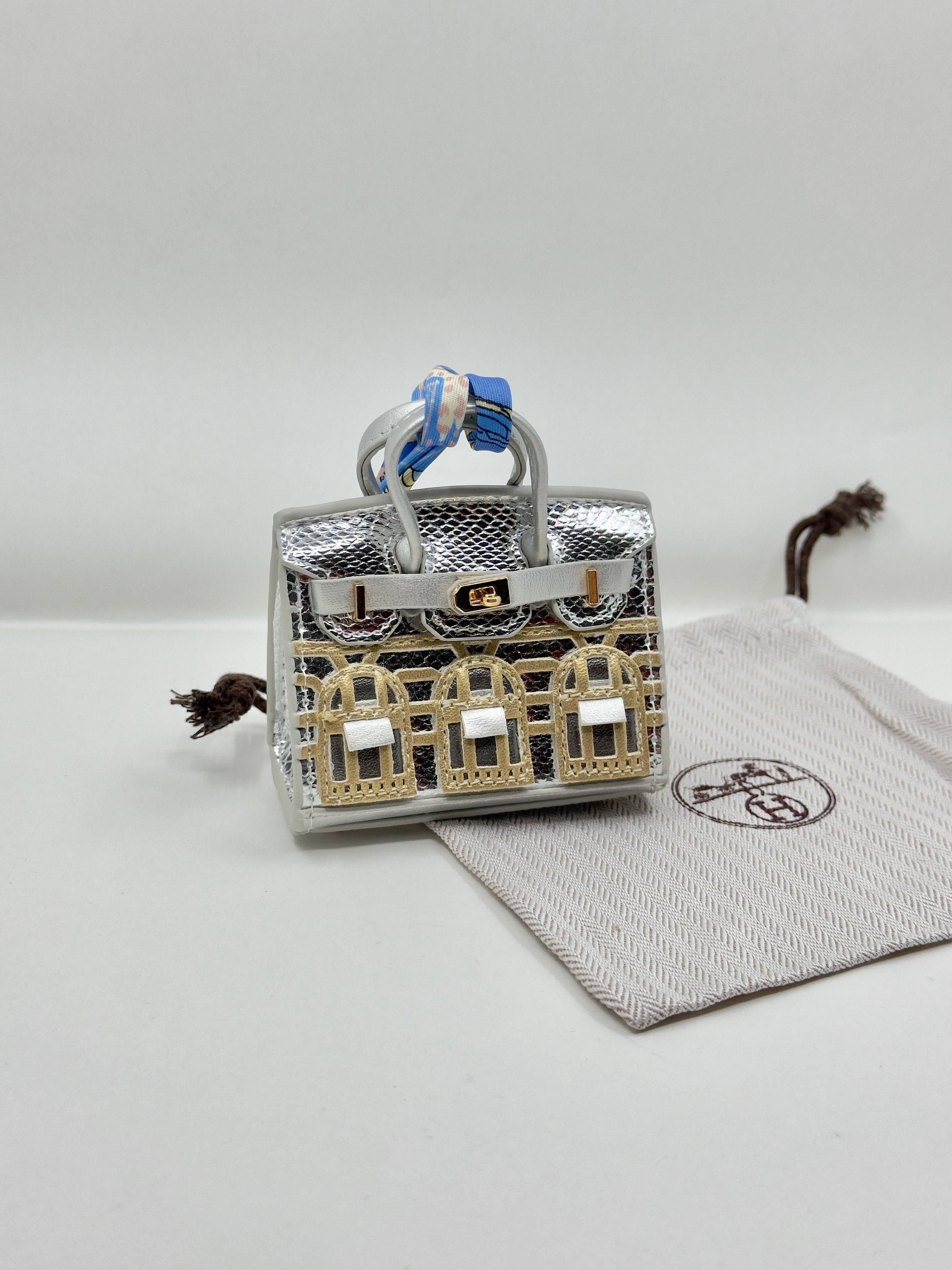 Hrms. Silver Birkin Bag Charm