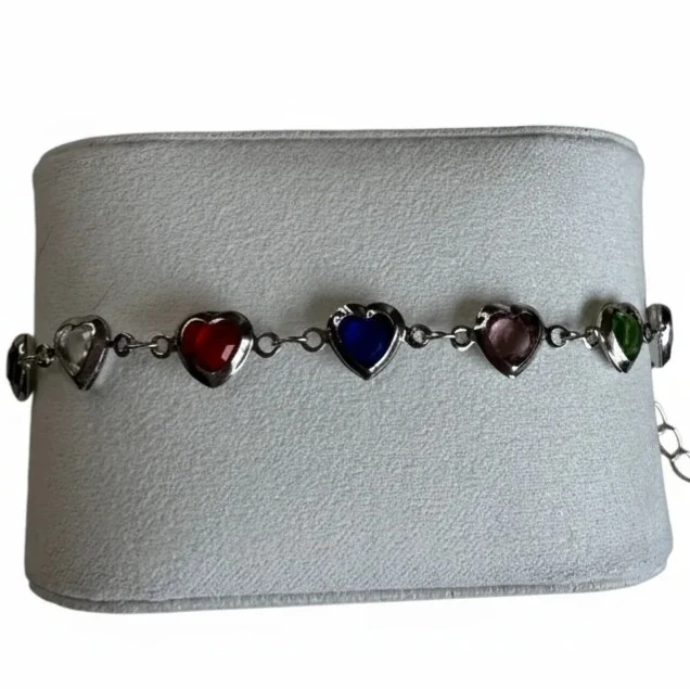 Kalp Taşlı Bileklik (Silver)