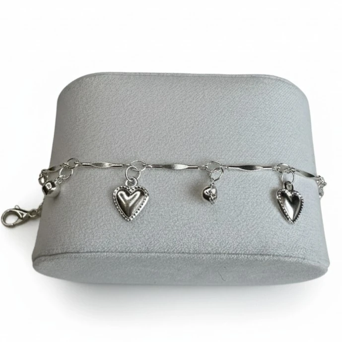 Kalpli & Taşlı Bileklik (Silver)