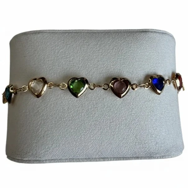 Kalp Taşlı Bileklik (Gold)